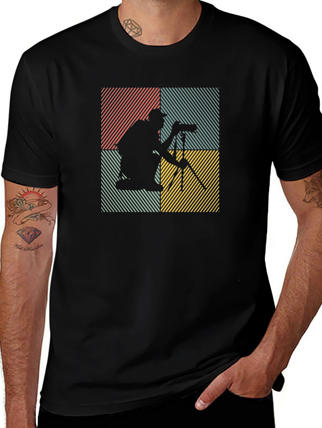 Photographer Silhouette Graphic Tee - Retro Style