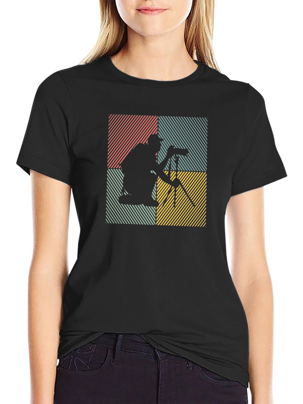 Photographer Silhouette Graphic Tee - Retro Style