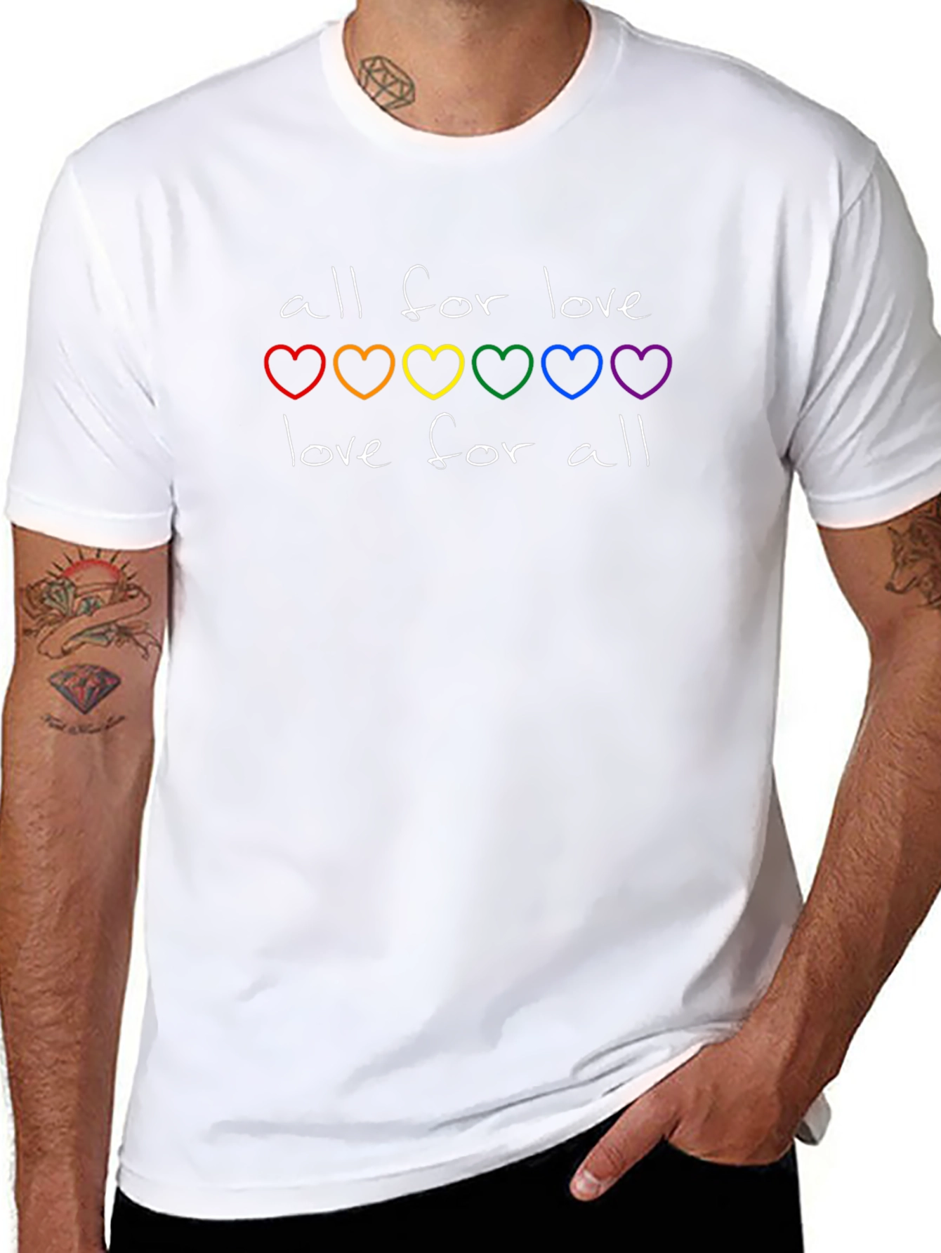 All for Love T-Shirt - Rainbow Hearts