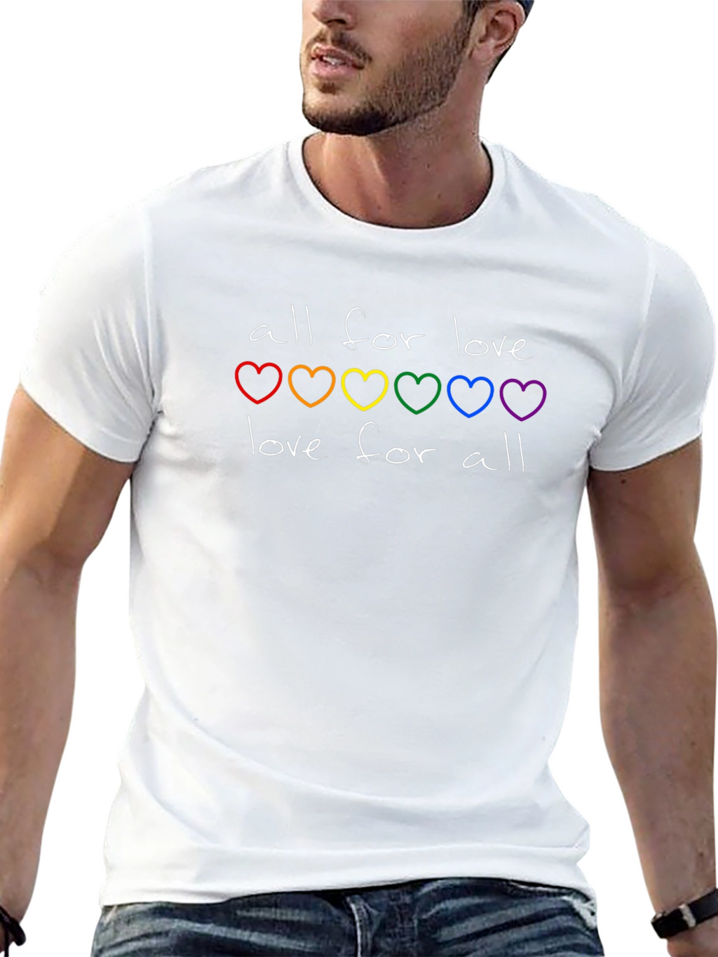 All for Love T-Shirt - Rainbow Hearts