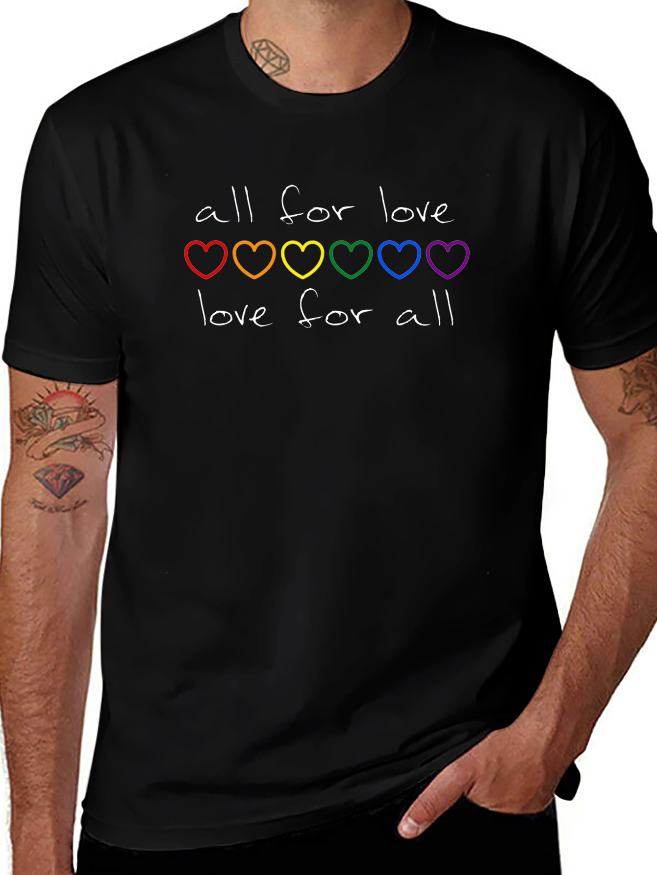 All for Love T-Shirt - Rainbow Hearts