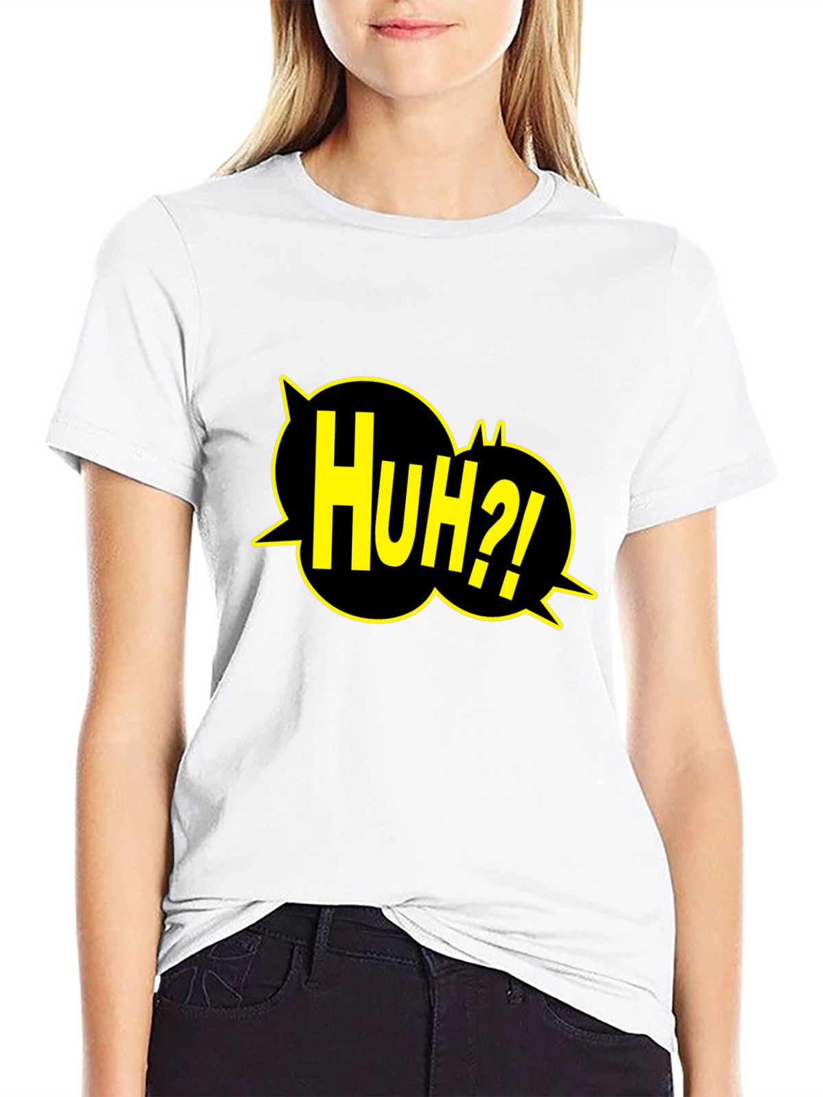 Huh?! Graphic Print Black T-Shirt