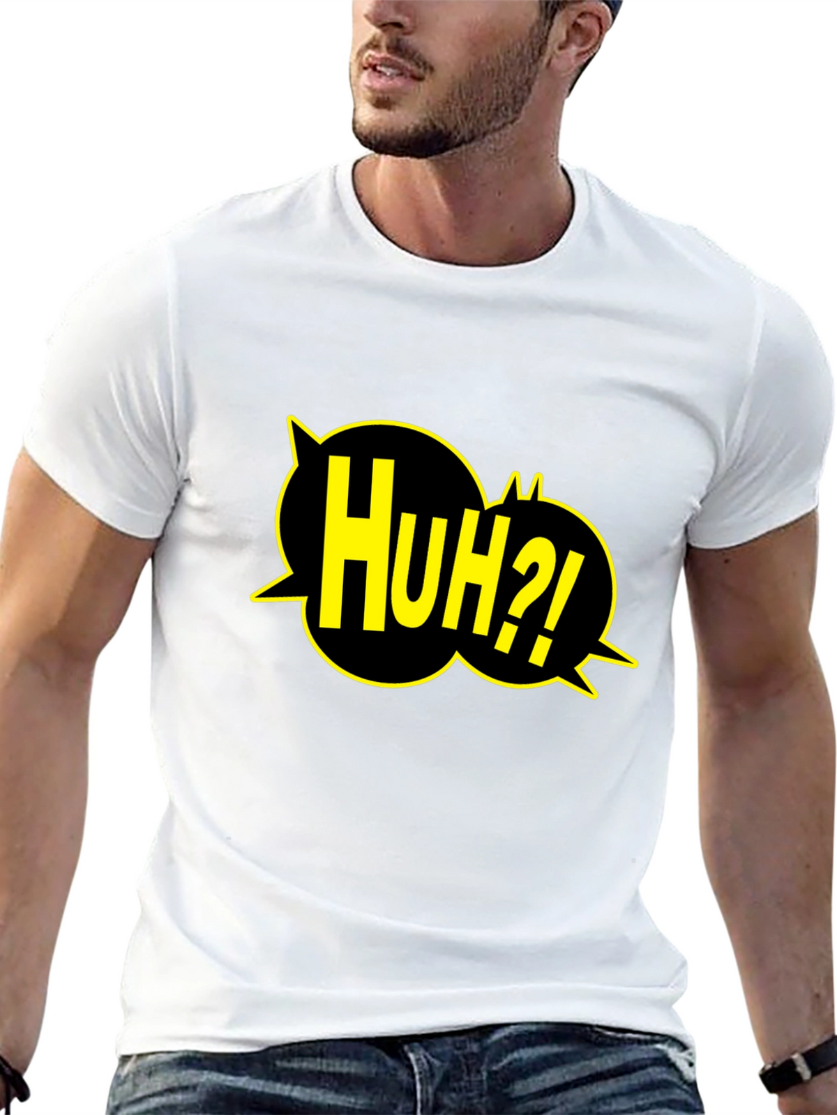 Huh?! Graphic Print Black T-Shirt