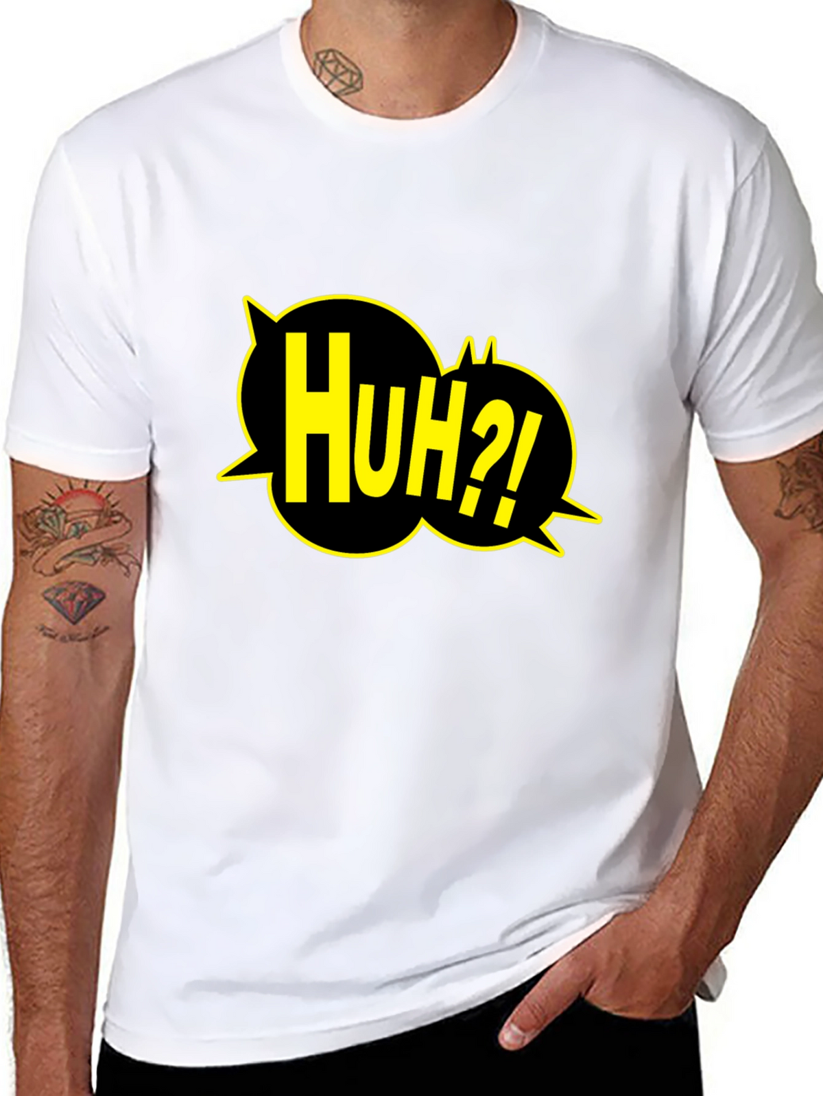 Huh?! Graphic Print Black T-Shirt