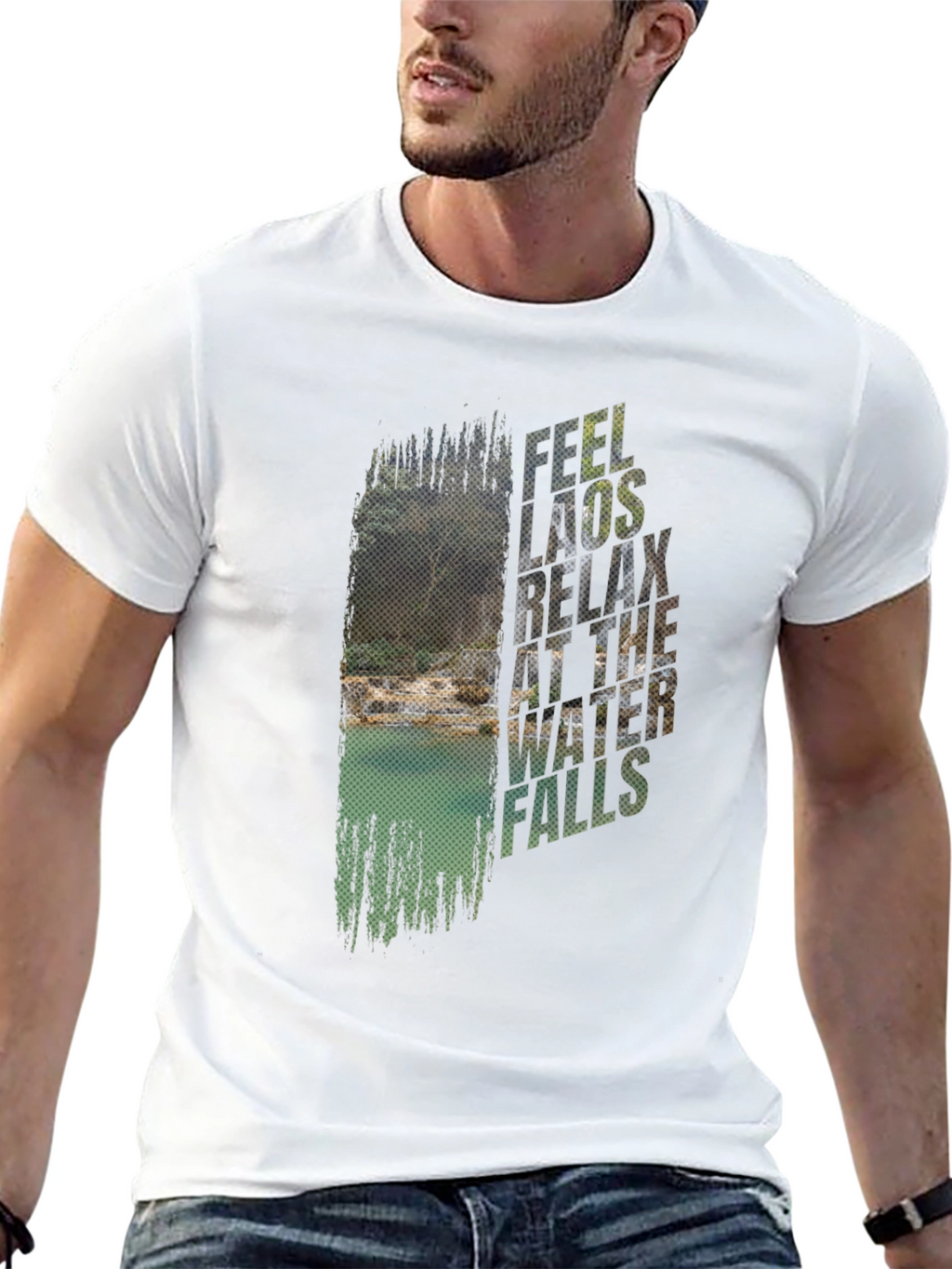Feel Laos Relax Waterfall Graphic T-Shirt