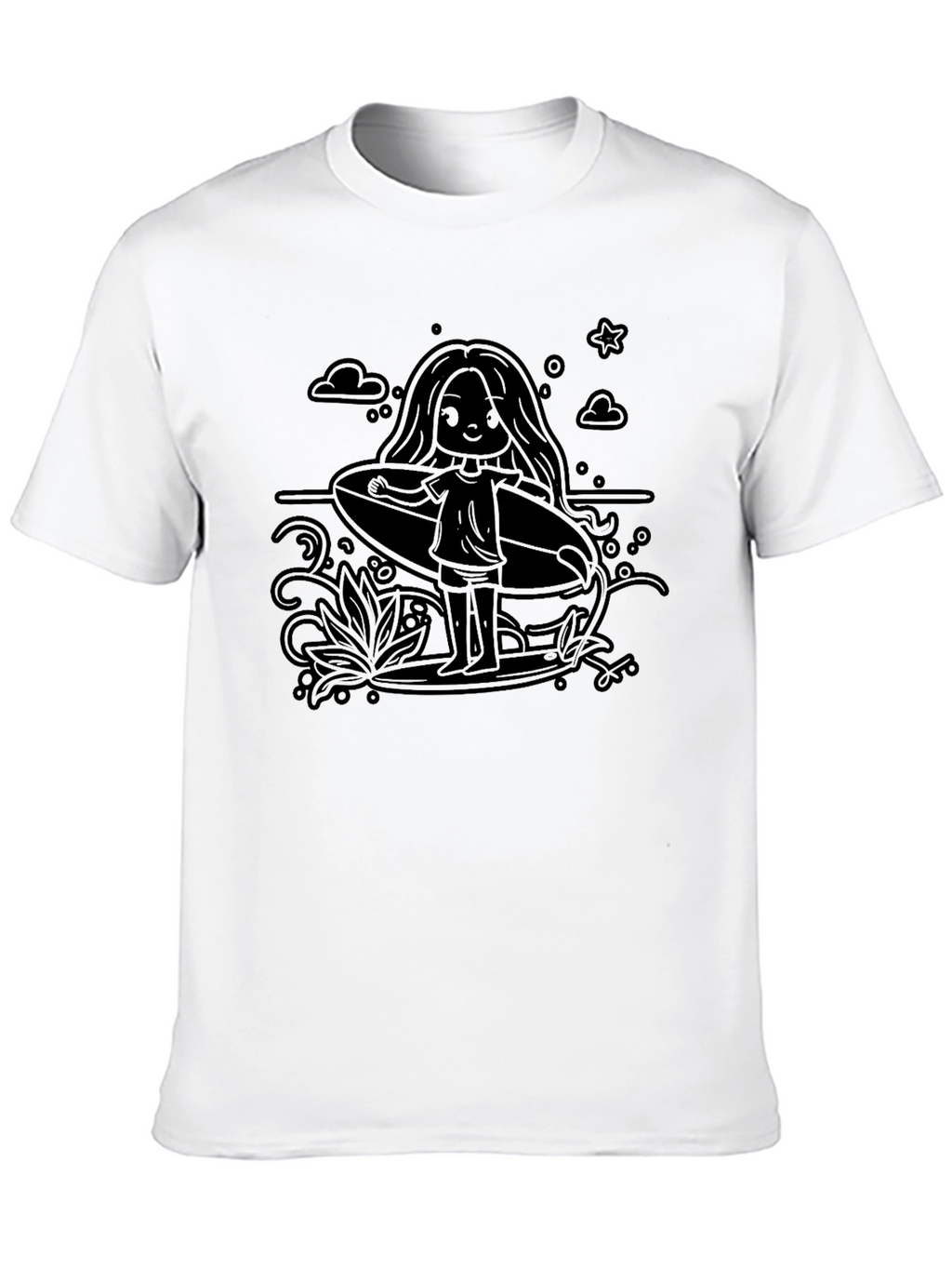 Surfer Girl Graphic Tee - Black