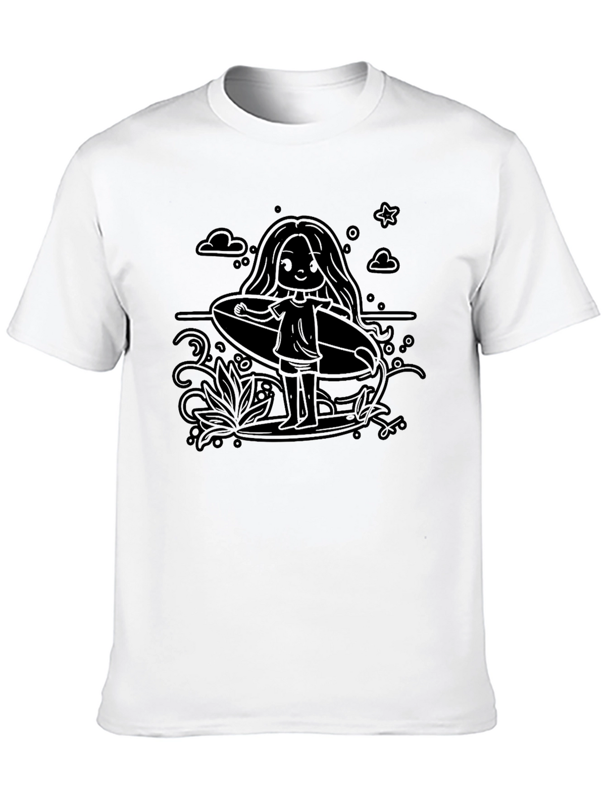 Surfer Girl Graphic Tee - Black