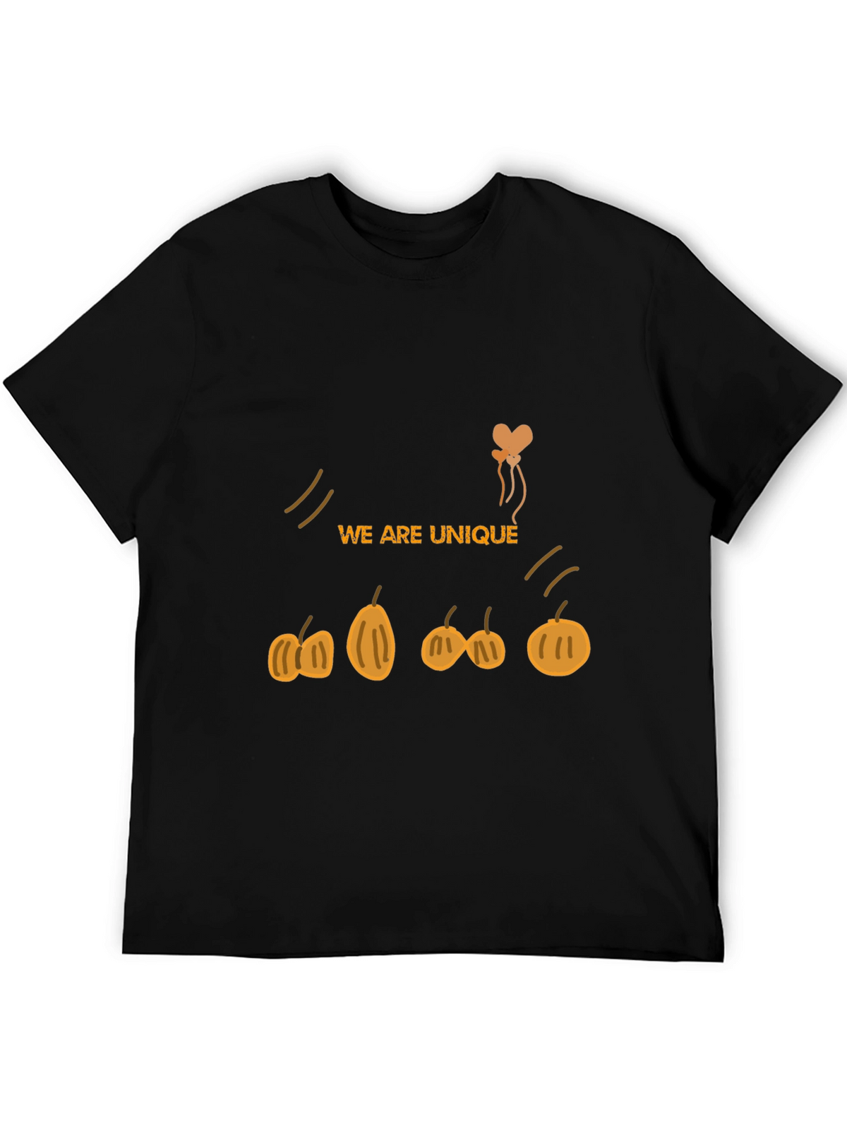 Unique Pumpkin Design Black T-Shirt