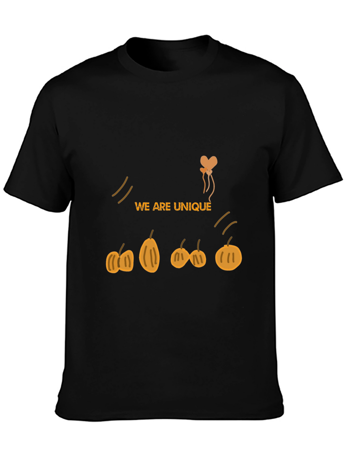 Unique Pumpkin Design Black T-Shirt