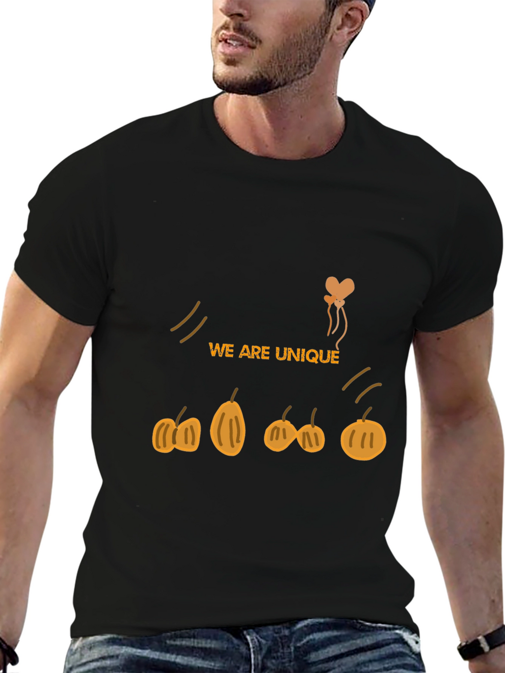 Unique Pumpkin Design Black T-Shirt