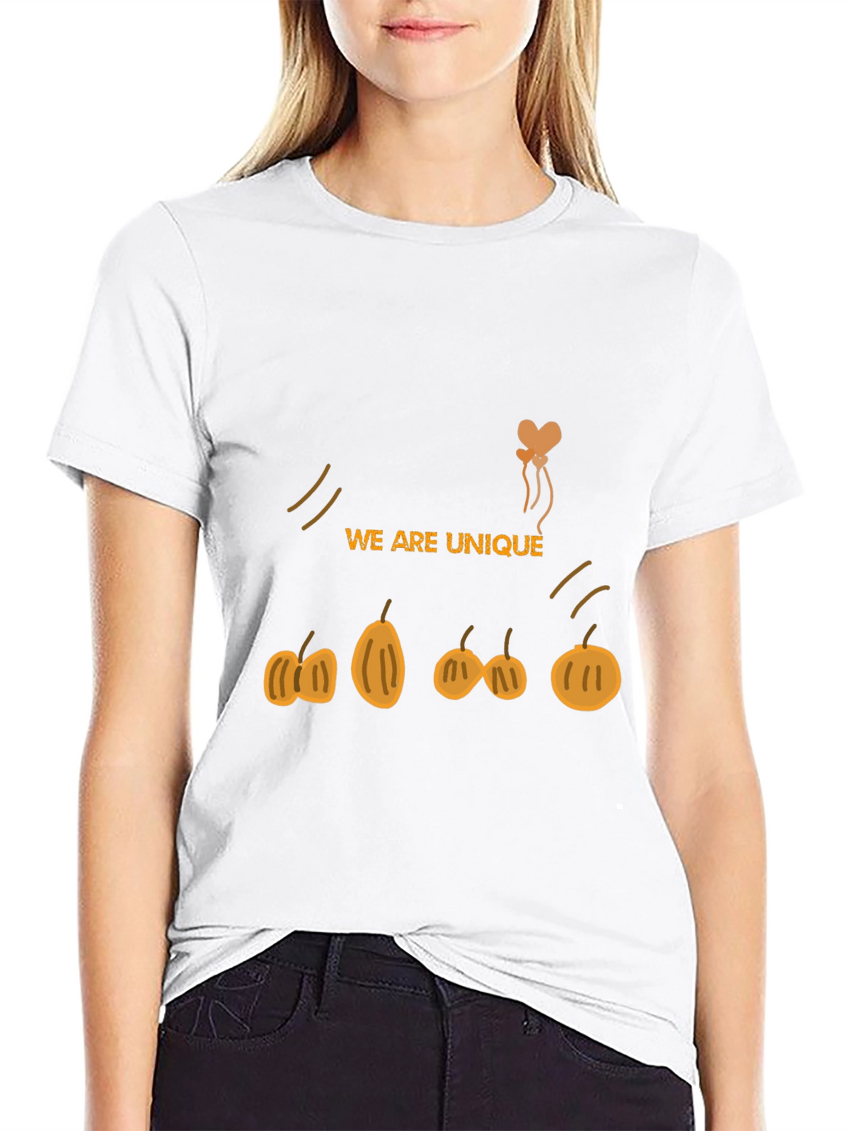 Unique Pumpkin Design Black T-Shirt