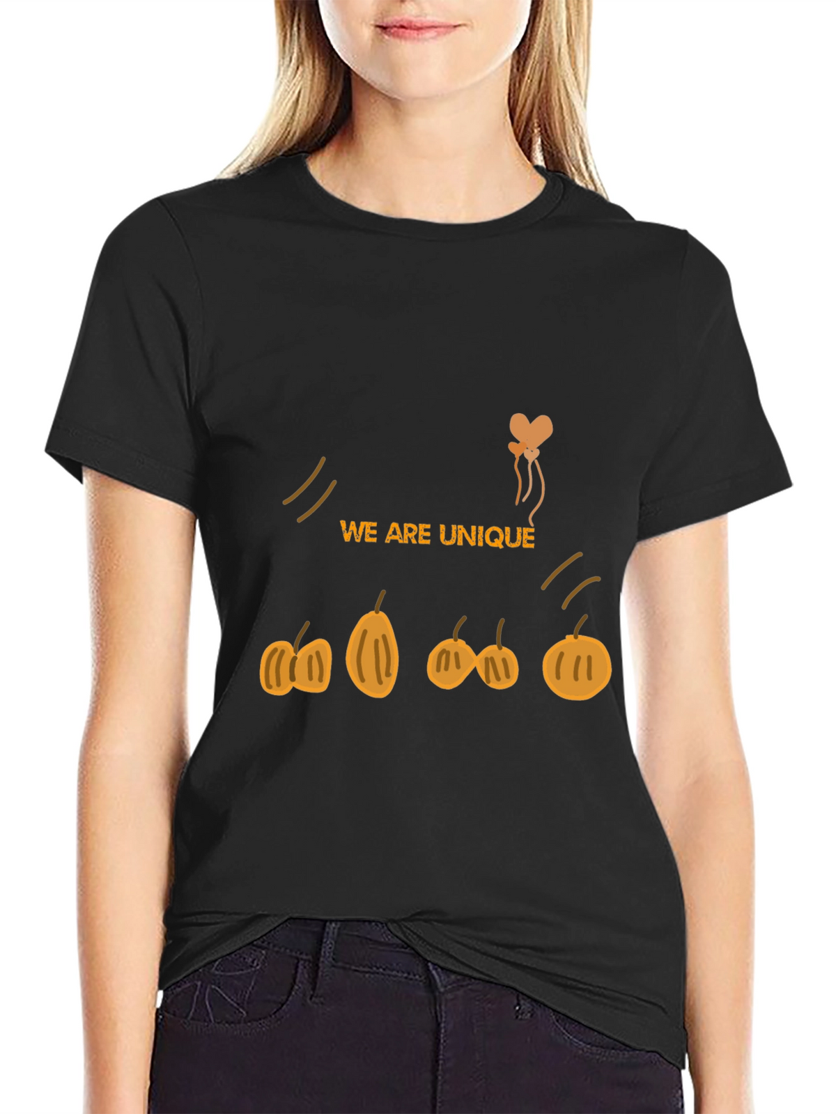 Unique Pumpkin Design Black T-Shirt
