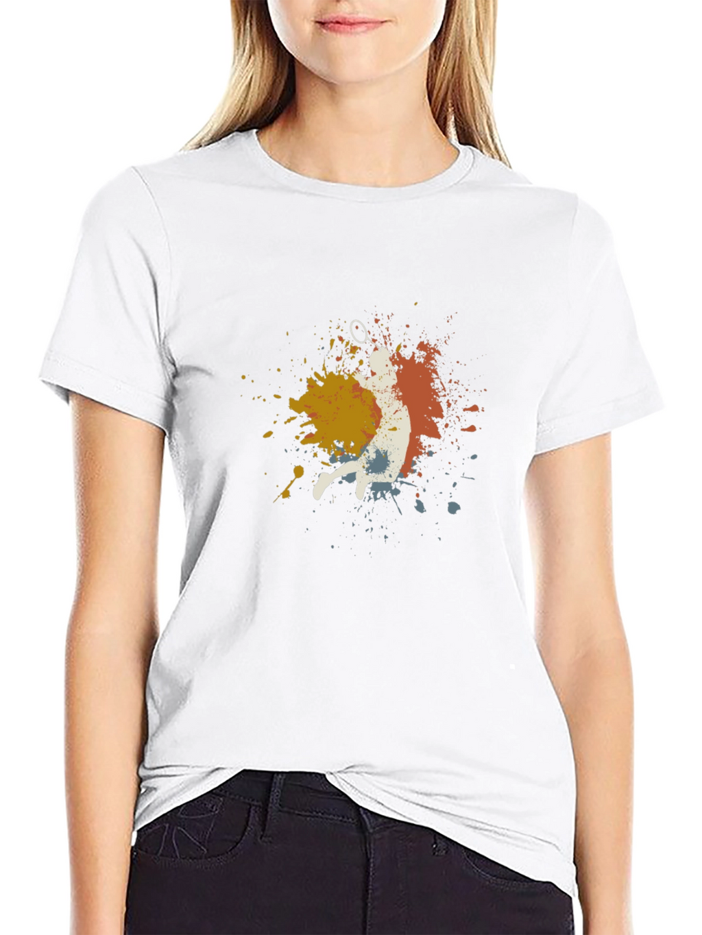 Badminton Player Graphic Tee - Black Cotton Blend T-Shirt