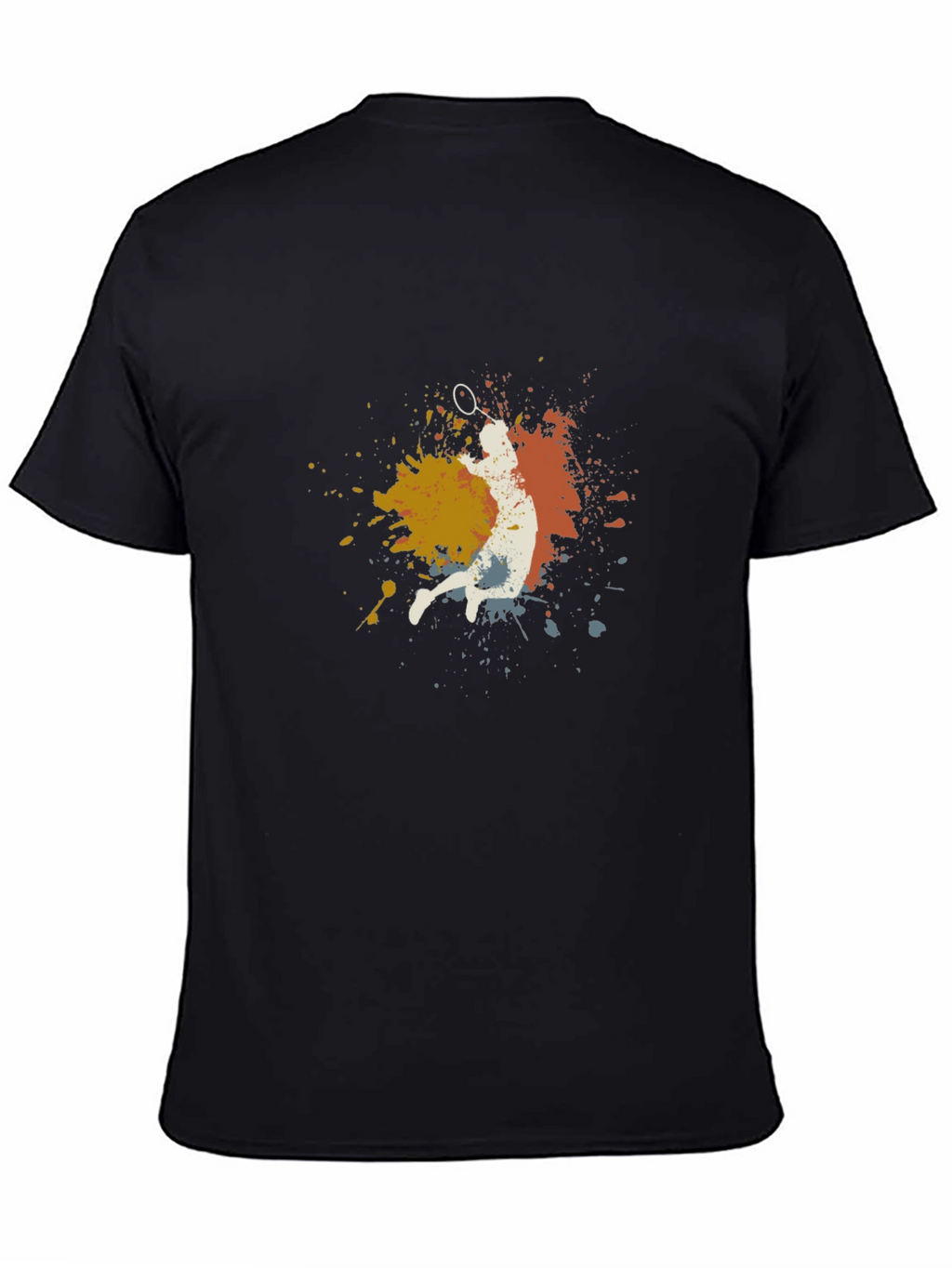 Badminton Player Graphic Tee - Black Cotton Blend T-Shirt