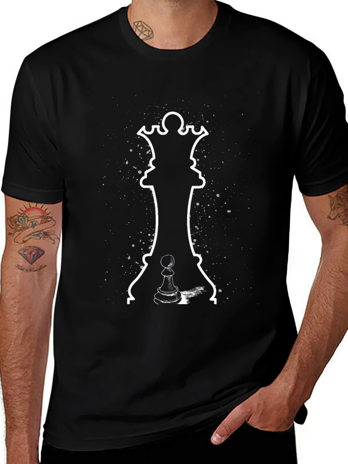 Chess Queen & Pawn Graphic T-Shirt