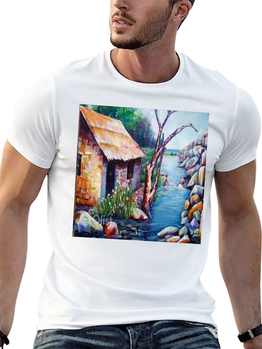 River House Painting Graphic T-Shirt