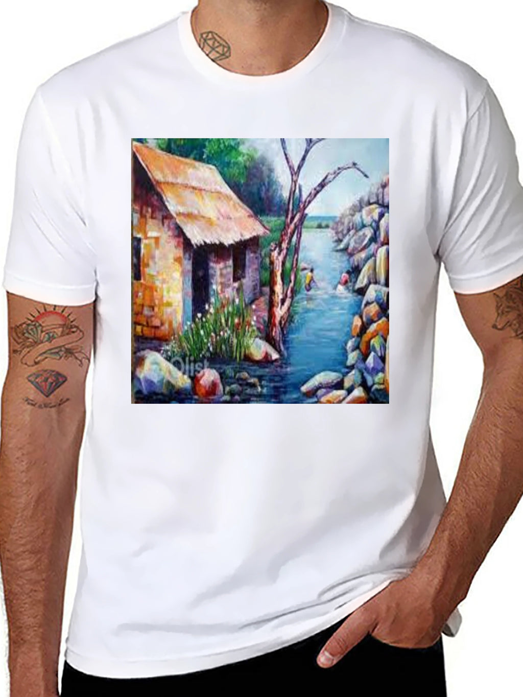 River House Painting Graphic T-Shirt