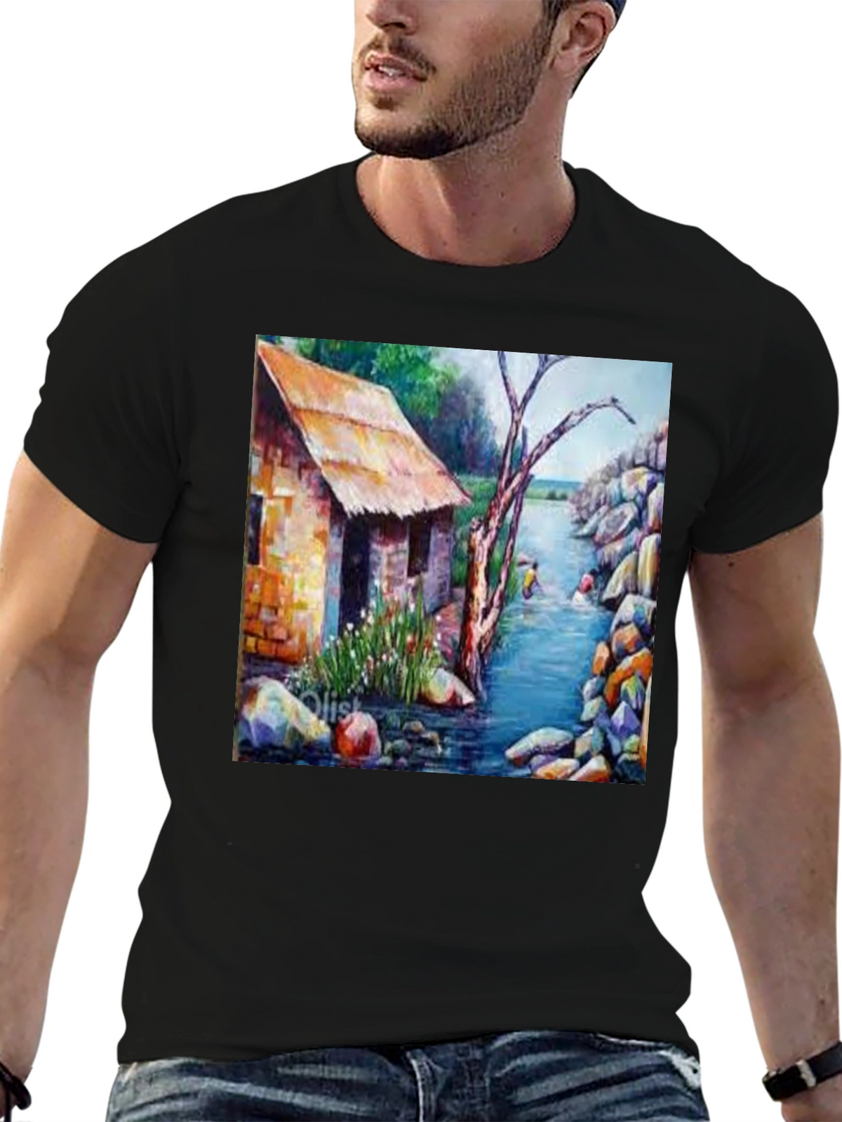 River House Painting Graphic T-Shirt
