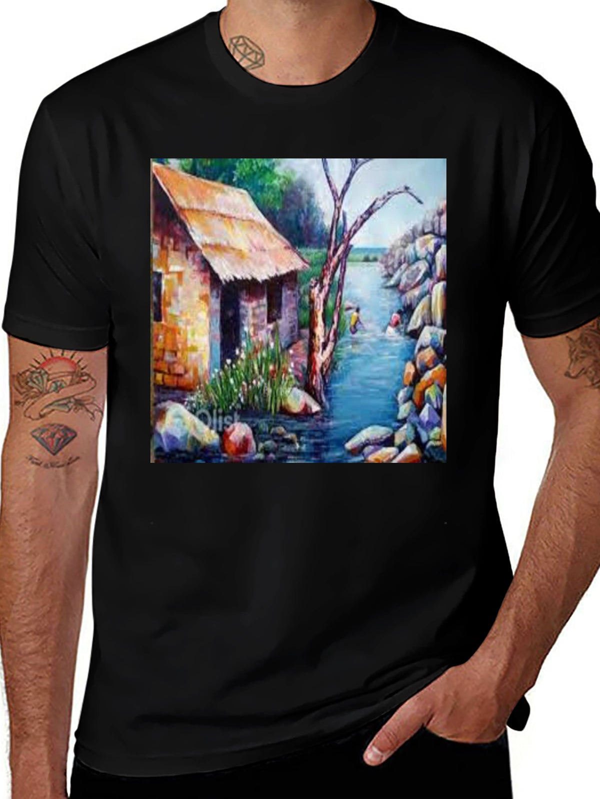 River House Painting Graphic T-Shirt