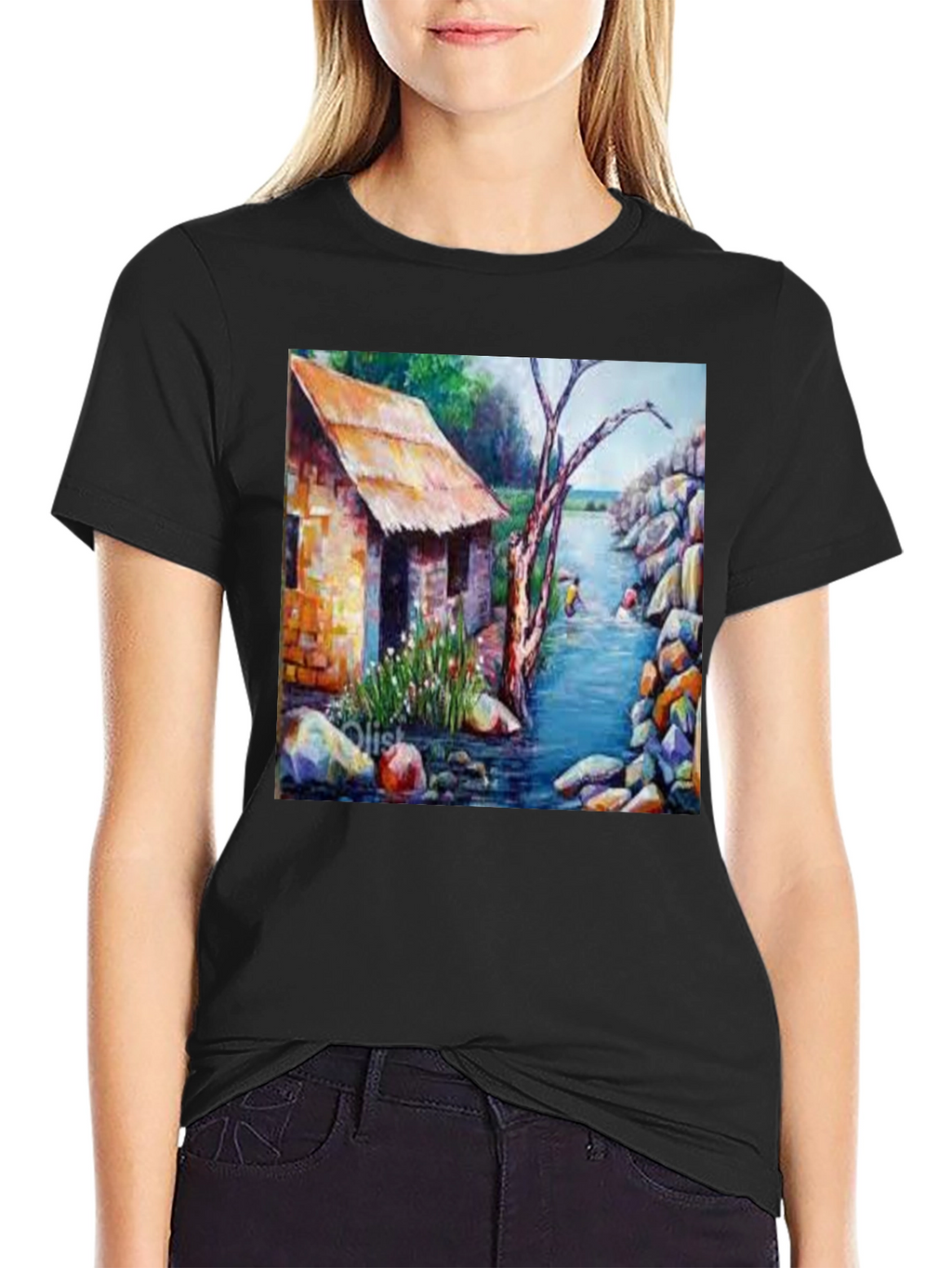 River House Painting Graphic T-Shirt