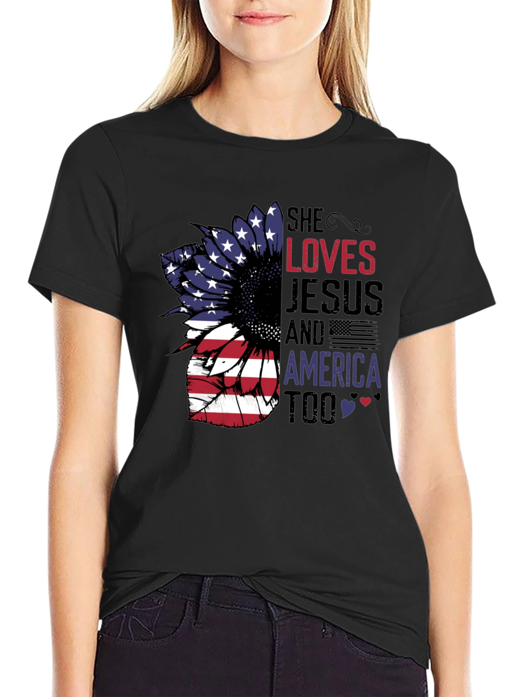 She Loves Jesus & America Too T-Shirt