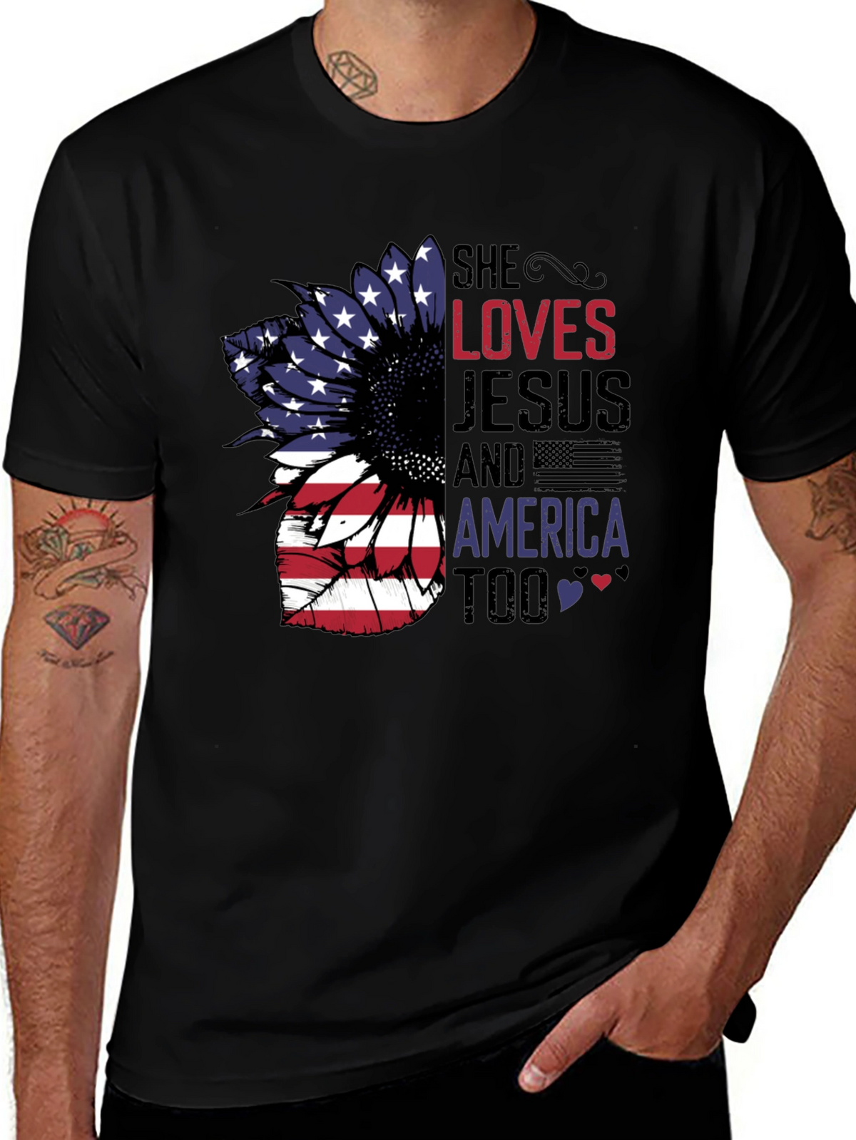She Loves Jesus & America Too T-Shirt