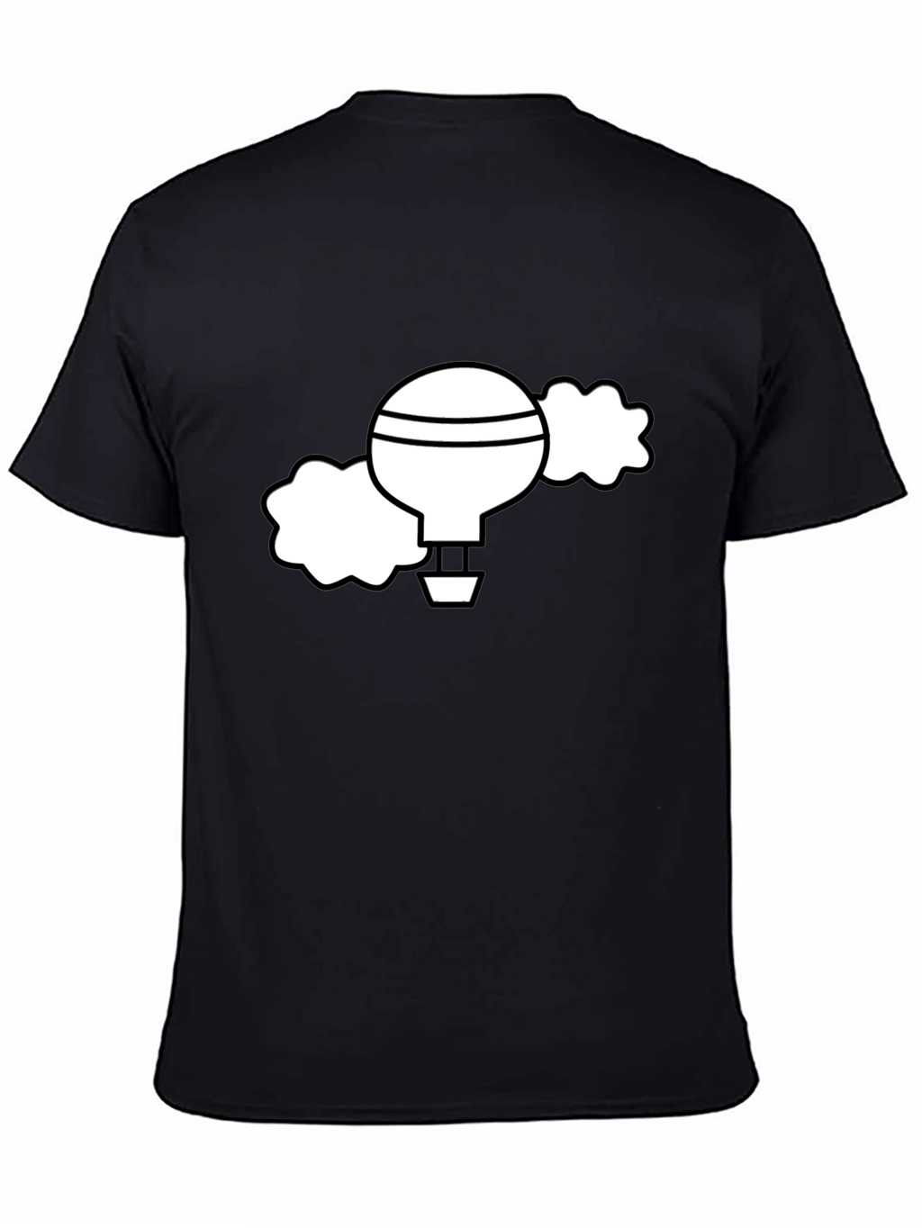Black T-Shirt with Whimsical Hot Air Balloon Graphic