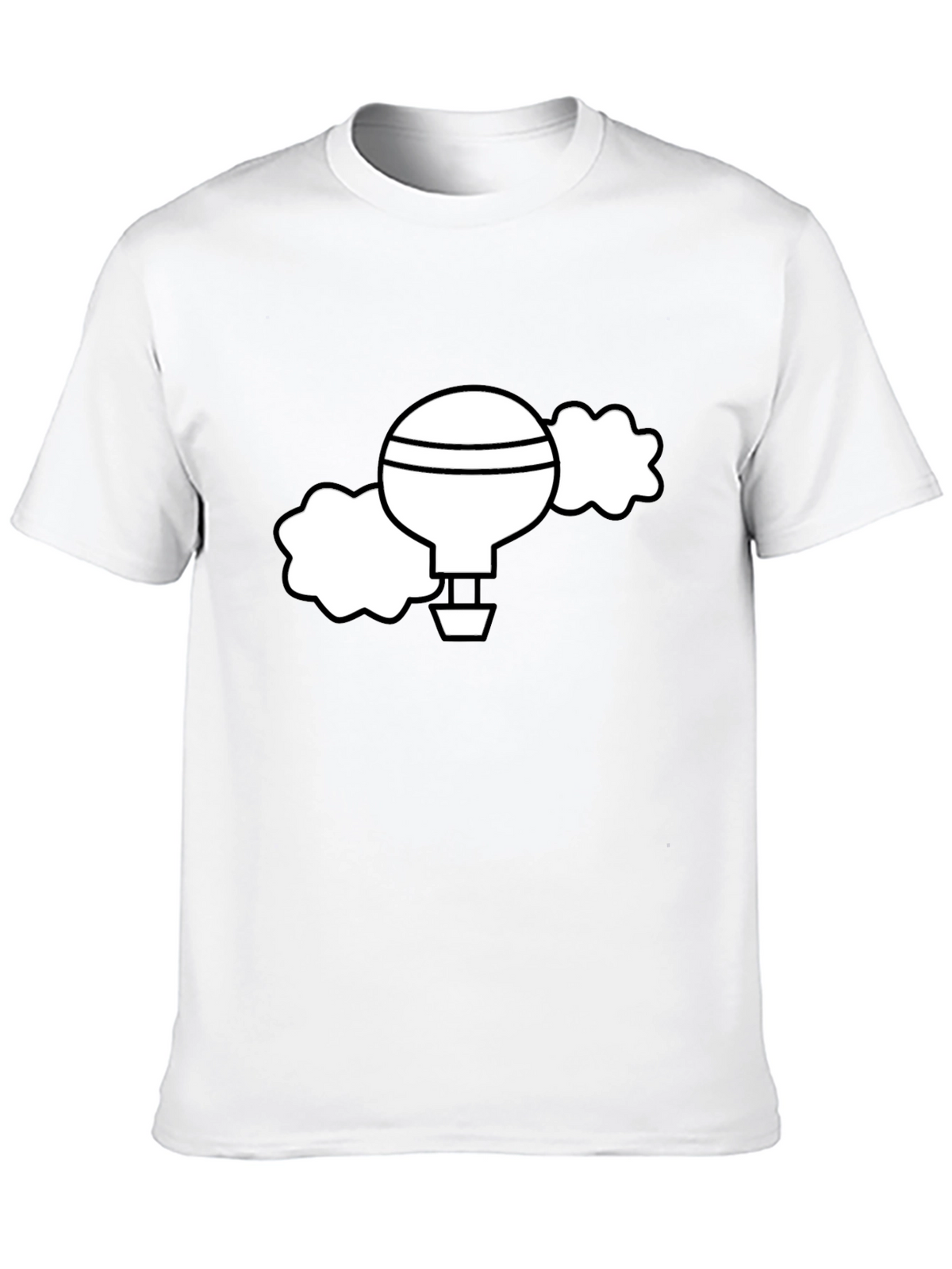 Black T-Shirt with Whimsical Hot Air Balloon Graphic