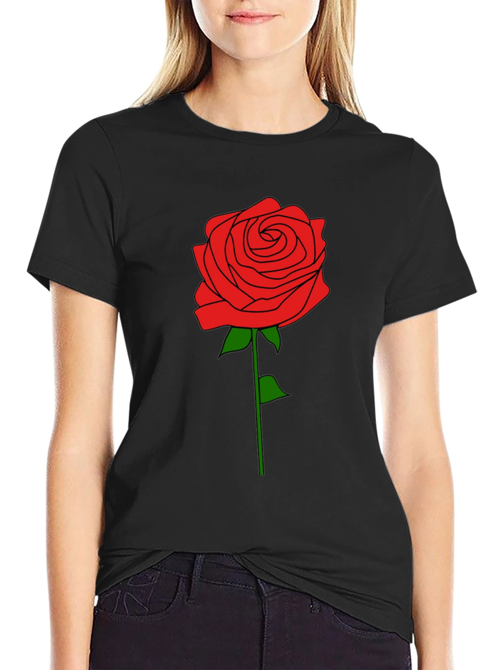 Rose Graphic T-Shirt - Black Cotton Tee