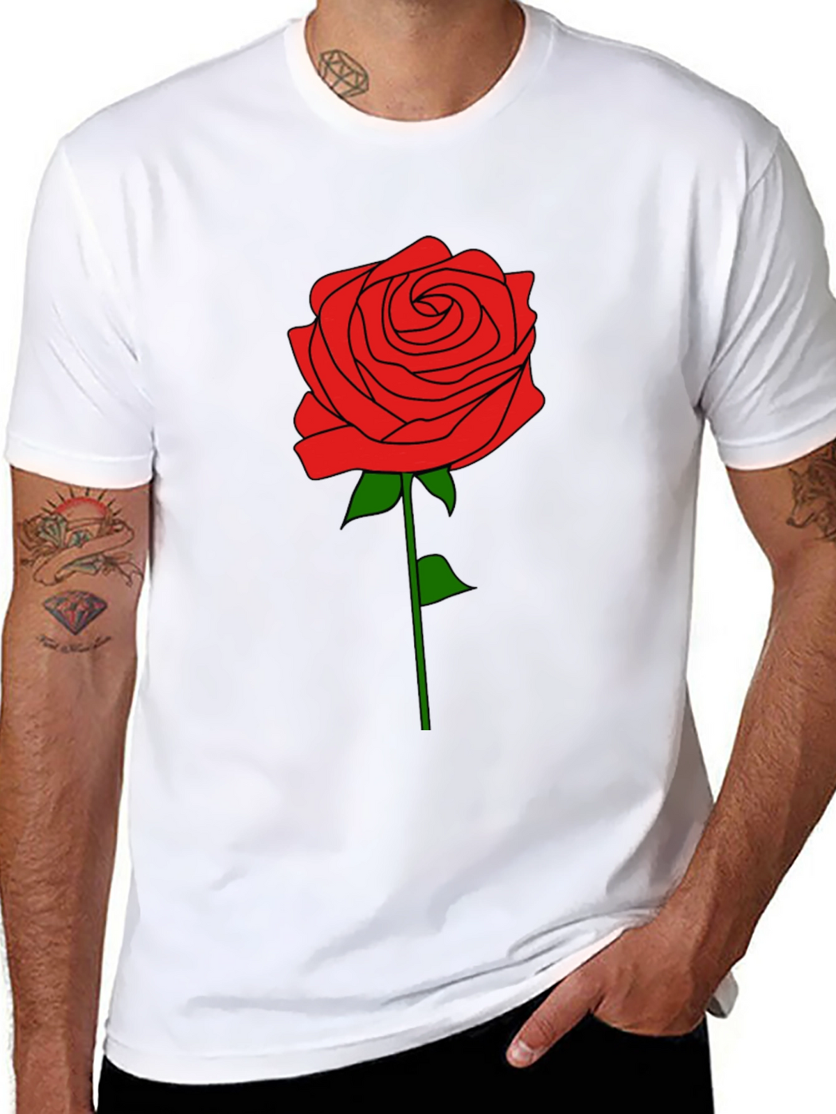 Rose Graphic T-Shirt - Black Cotton Tee