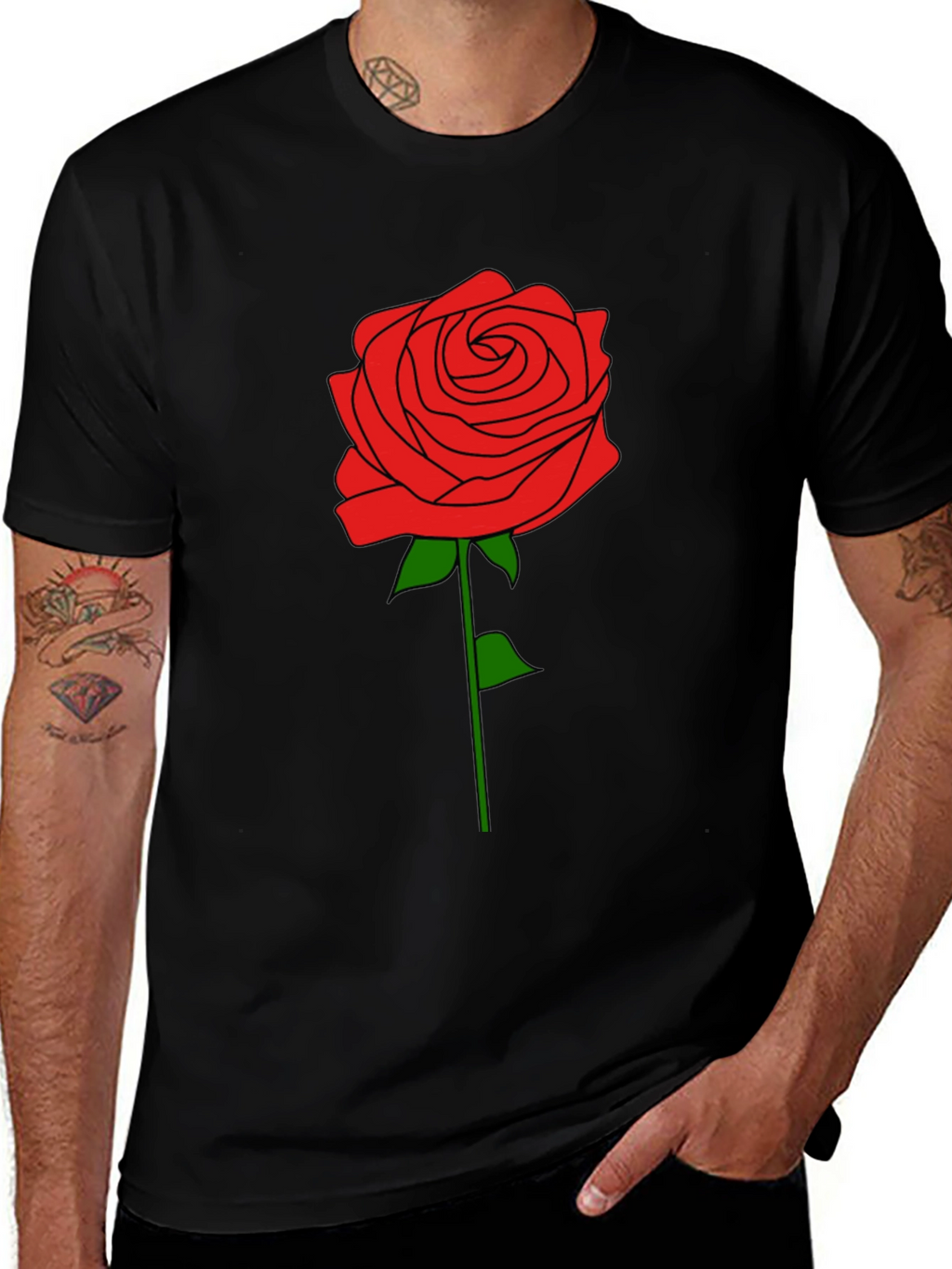 Rose Graphic T-Shirt - Black Cotton Tee