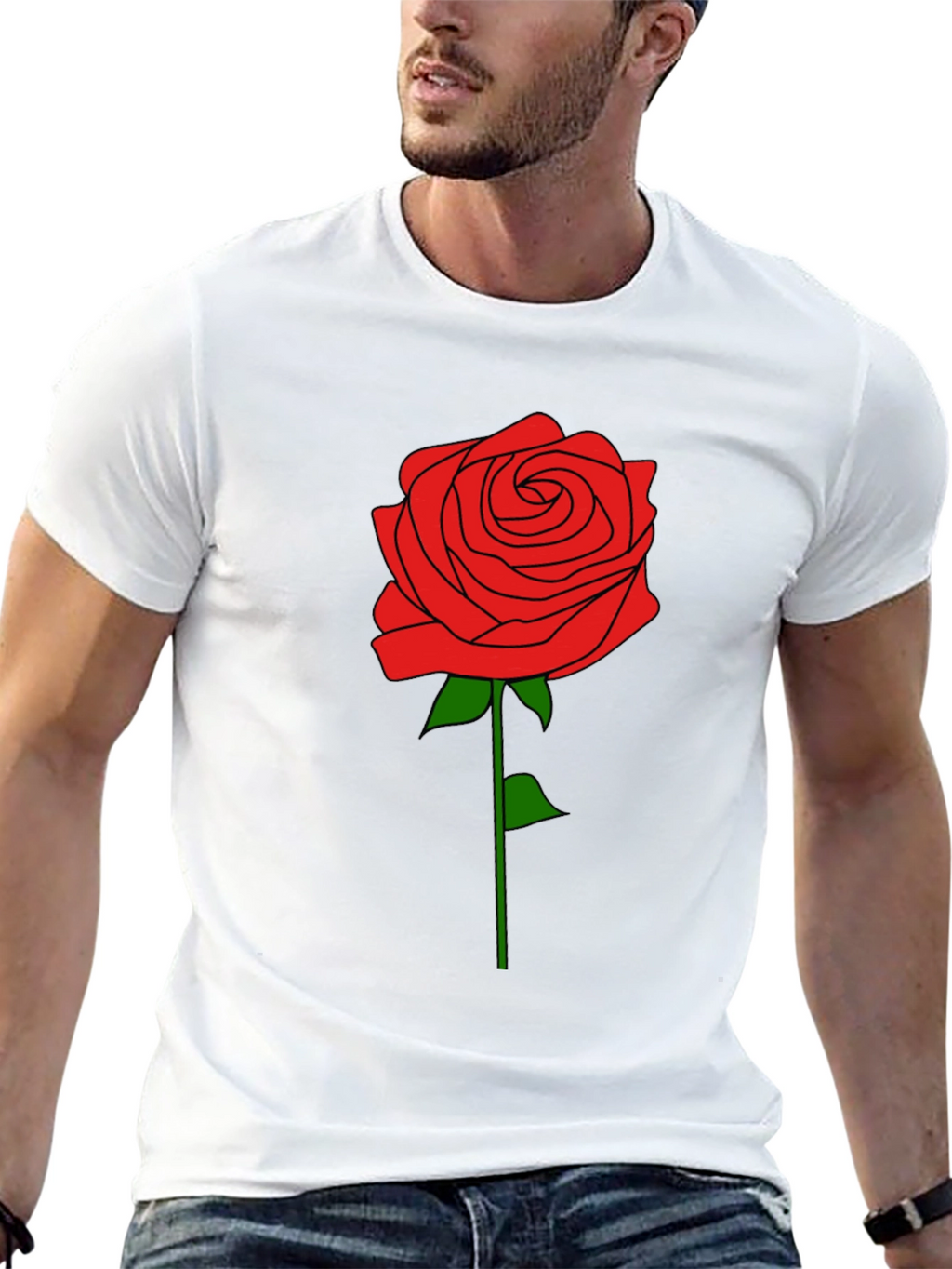 Rose Graphic T-Shirt - Black Cotton Tee