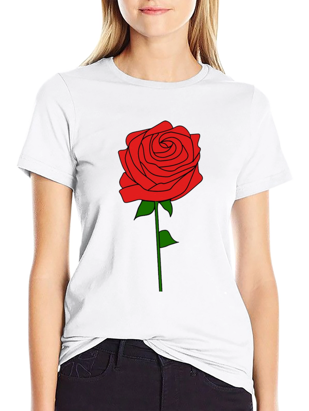 Rose Graphic T-Shirt - Black Cotton Tee