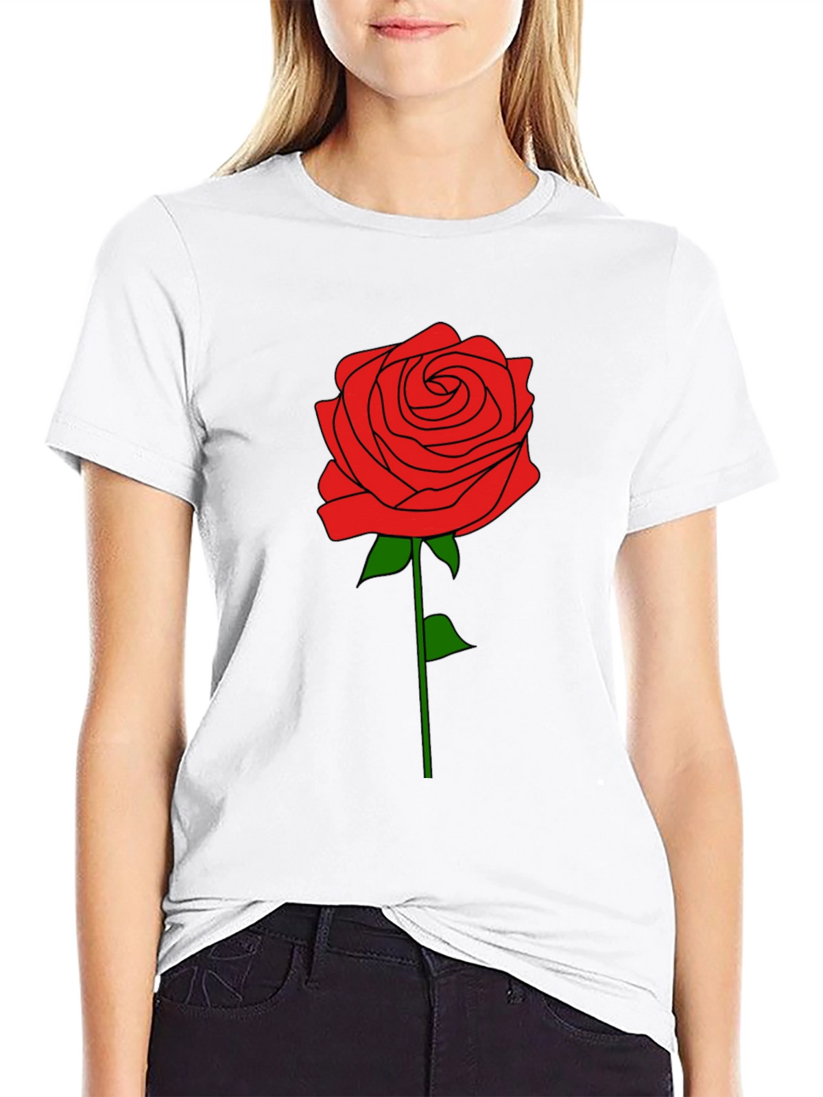 Rose Graphic T-Shirt - Black Cotton Tee