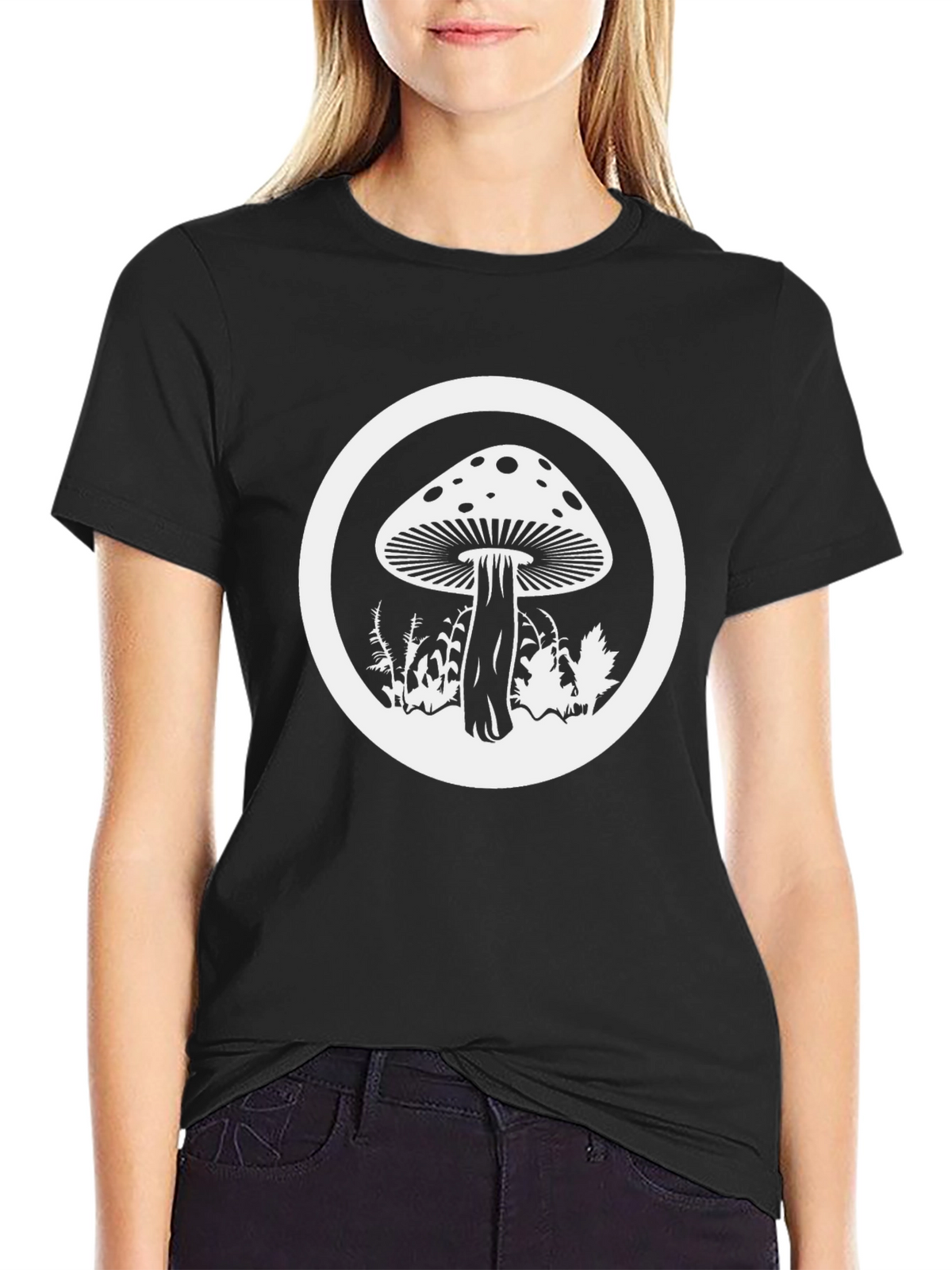 Mushroom Circle Graphic Tee - Unisex Black T-Shirt