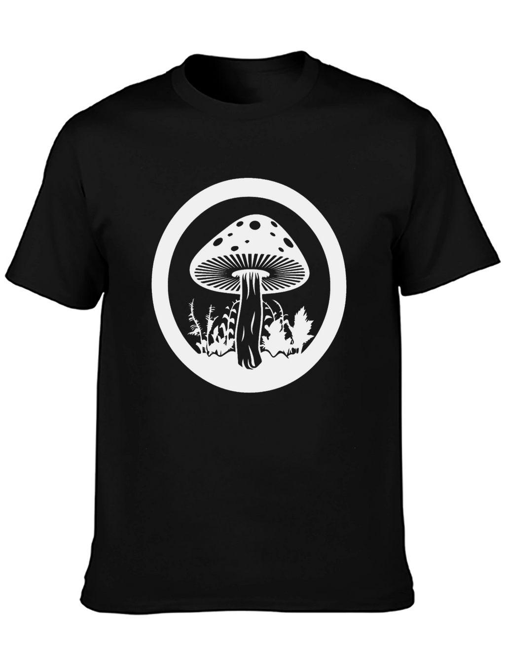 Mushroom Circle Graphic Tee - Unisex Black T-Shirt