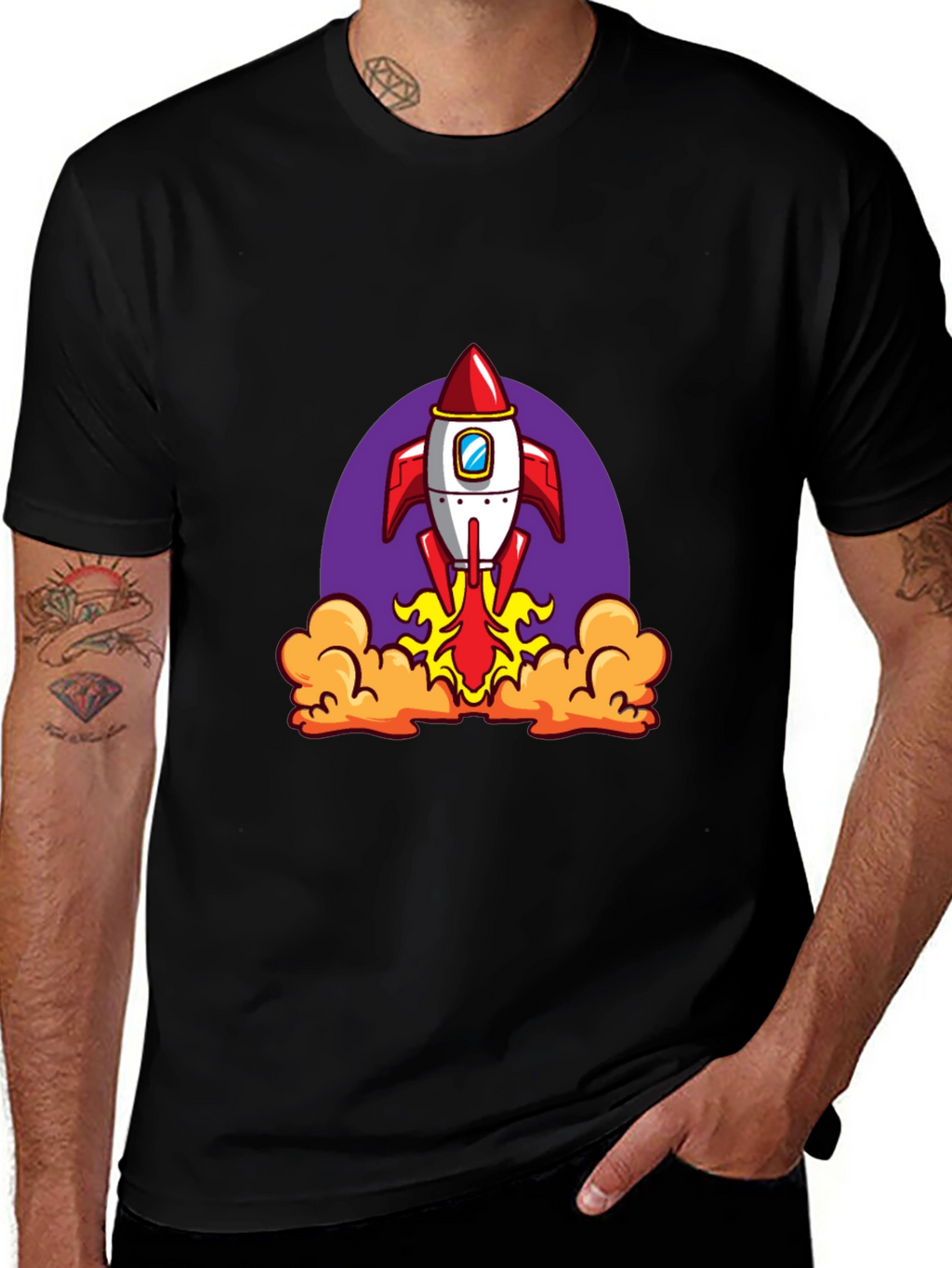 Rocket Launch Black Graphic Tee