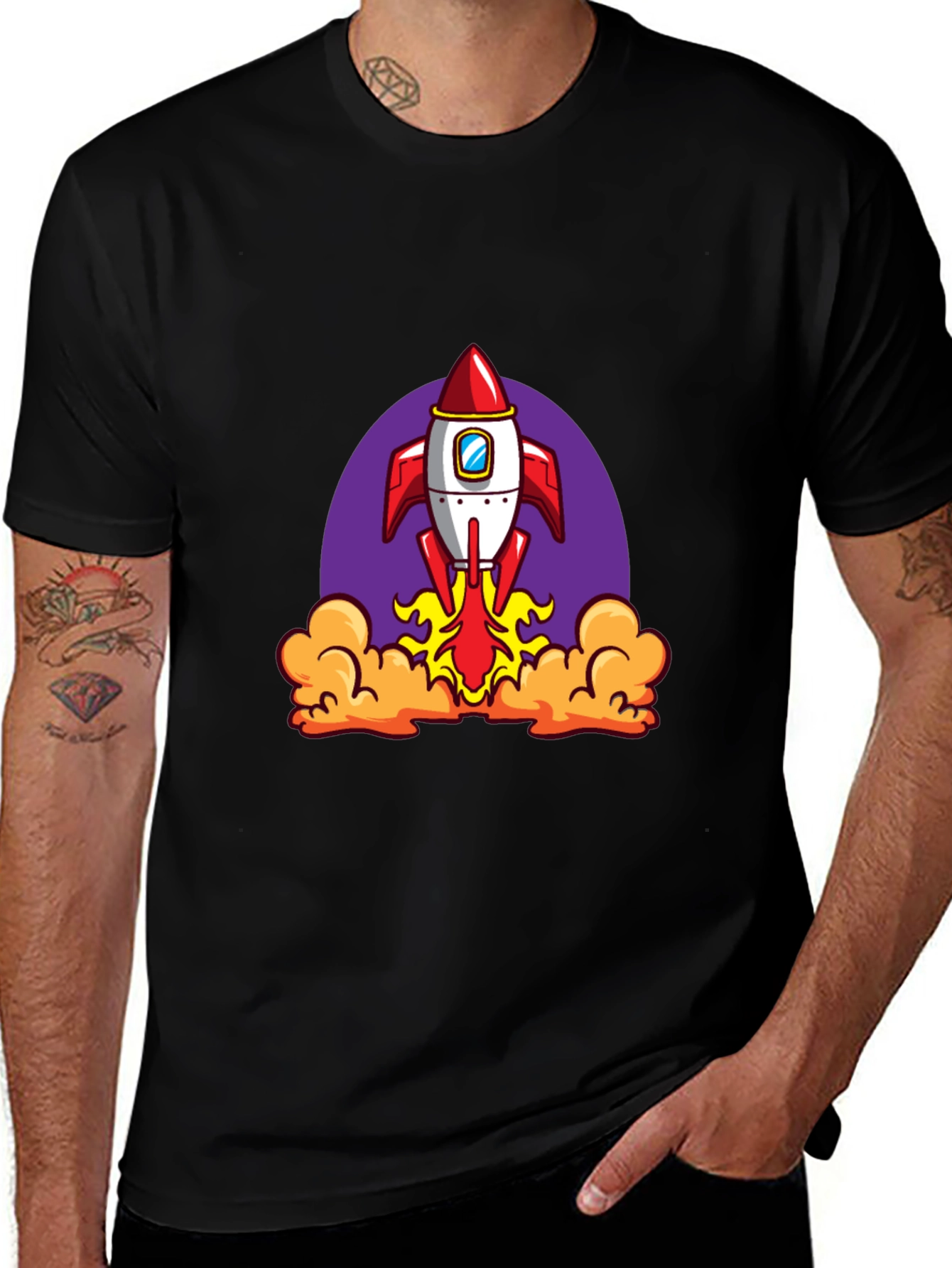 Rocket Launch Black Graphic Tee