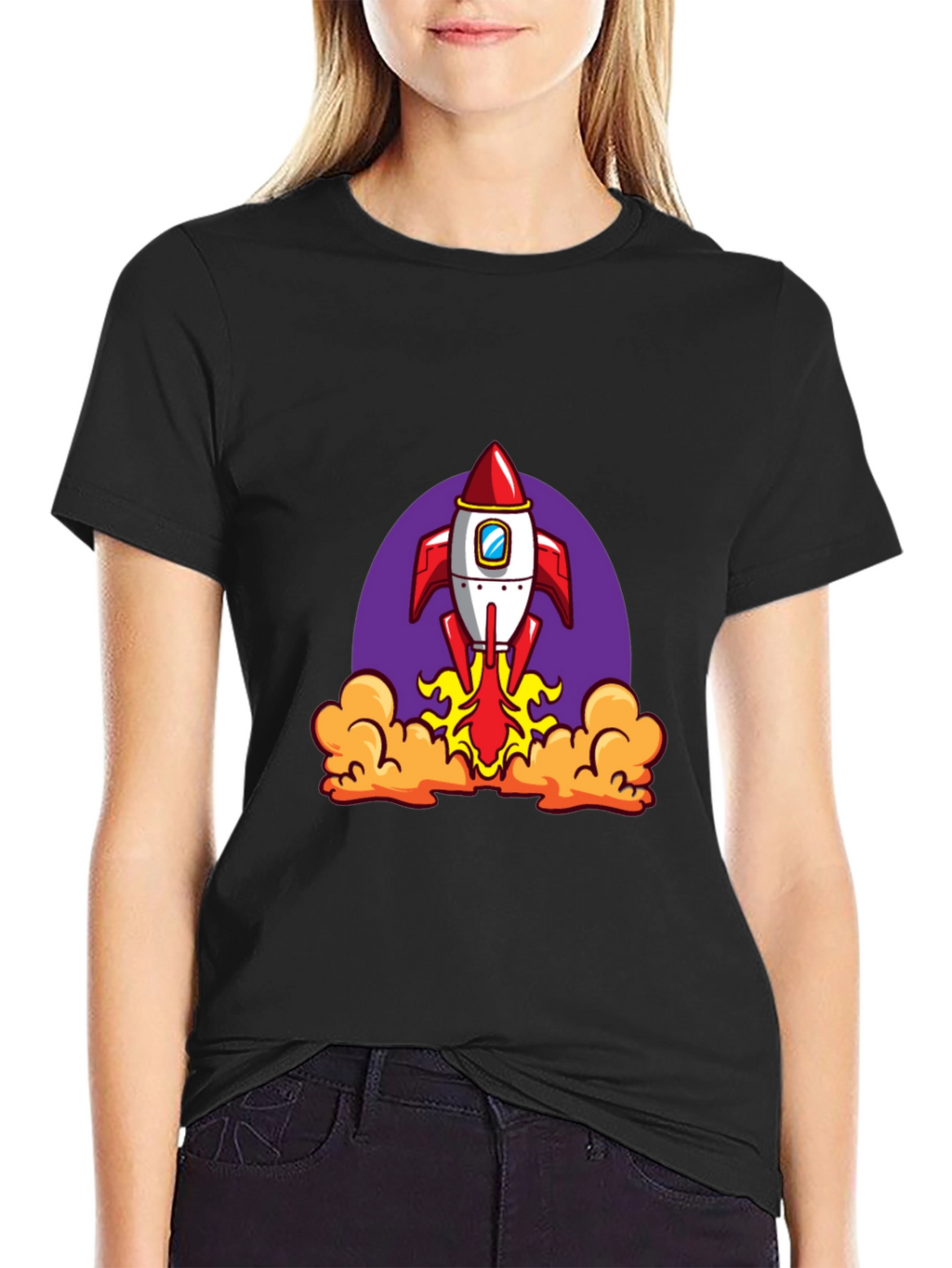 Rocket Launch Black Graphic Tee