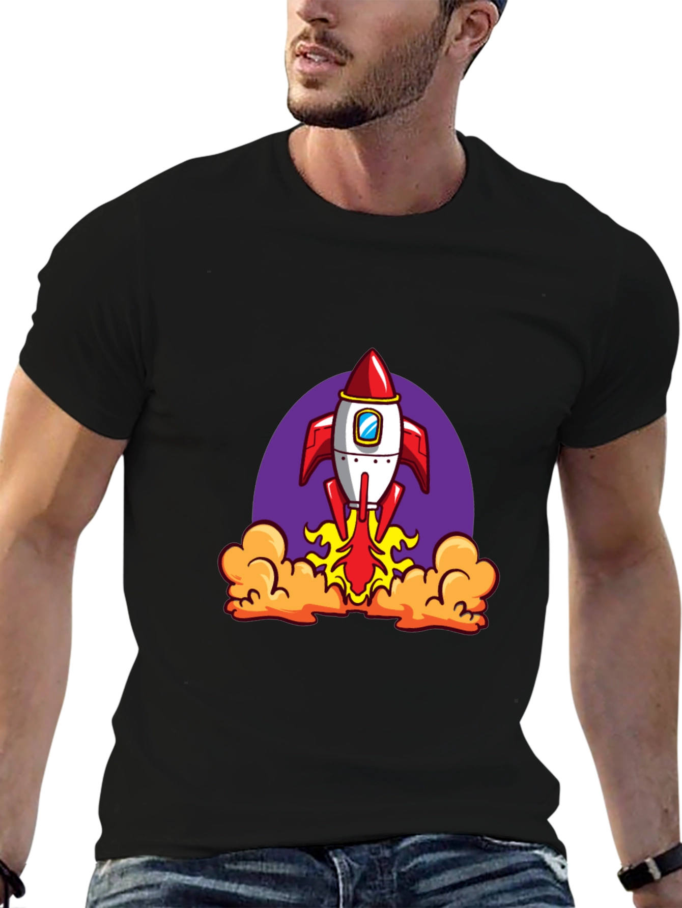 Rocket Launch Black Graphic Tee