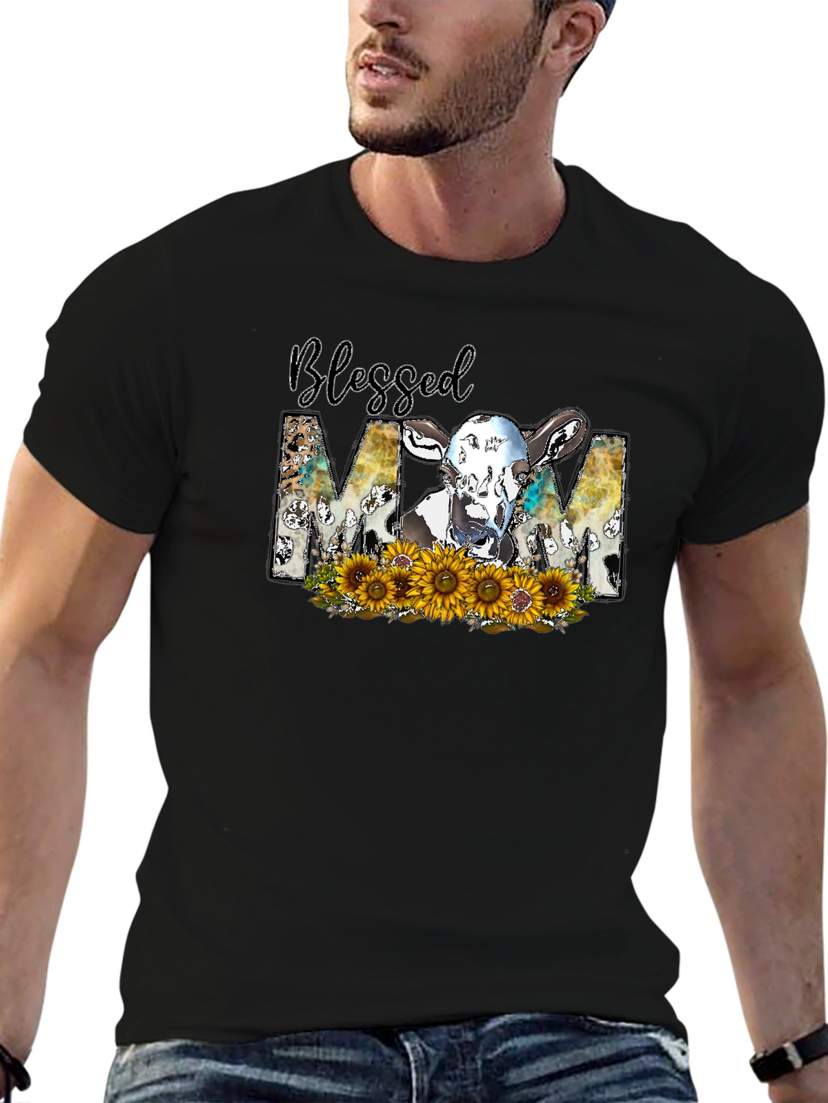 Blessed Mom Cow Graphic Tee
