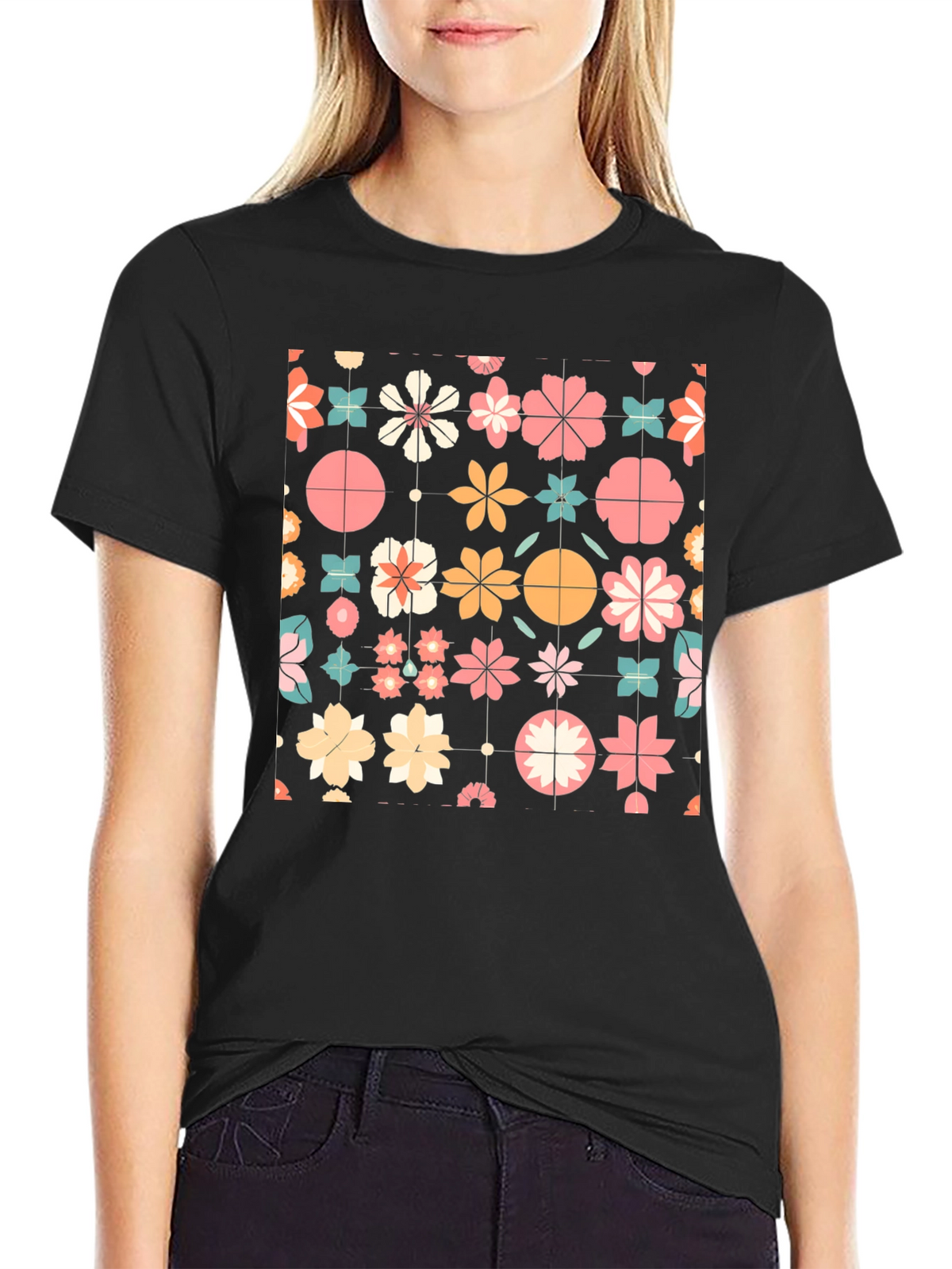 Floral Pattern T-Shirt - Retro Style