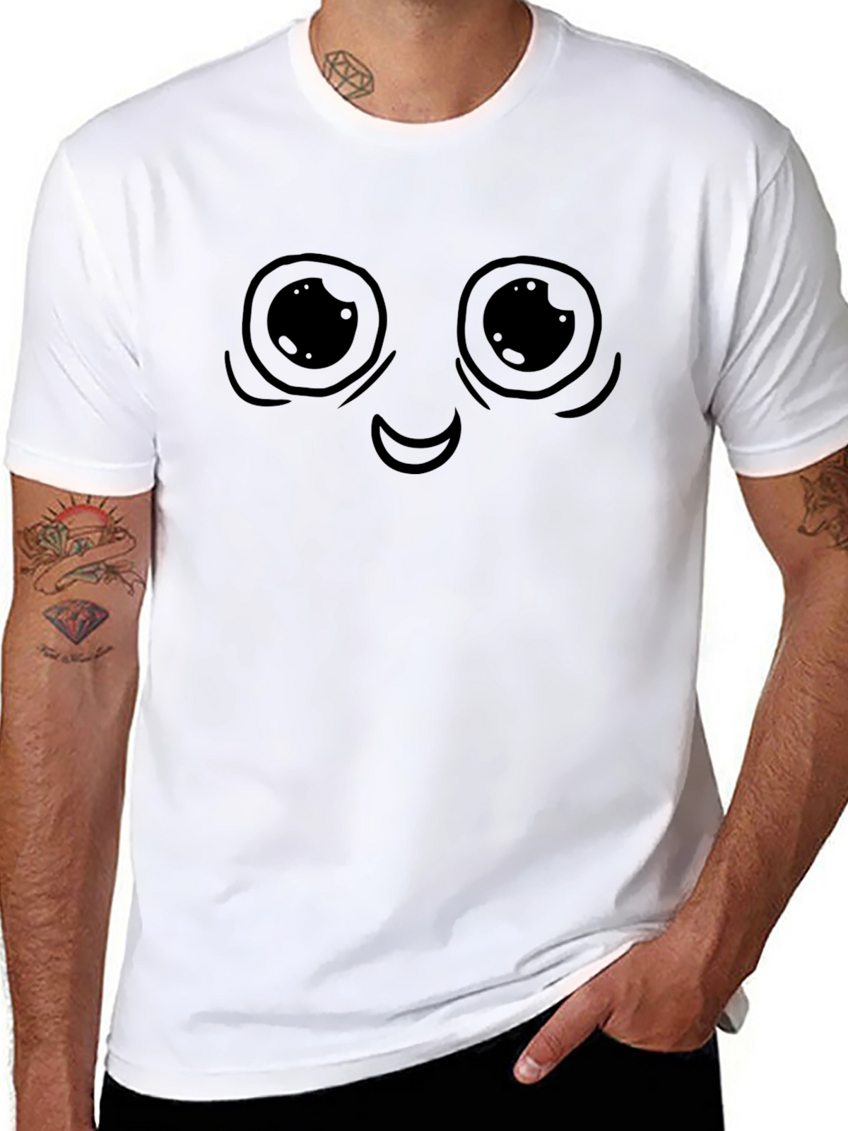 Cartoon Face Graphic Black T-Shirt