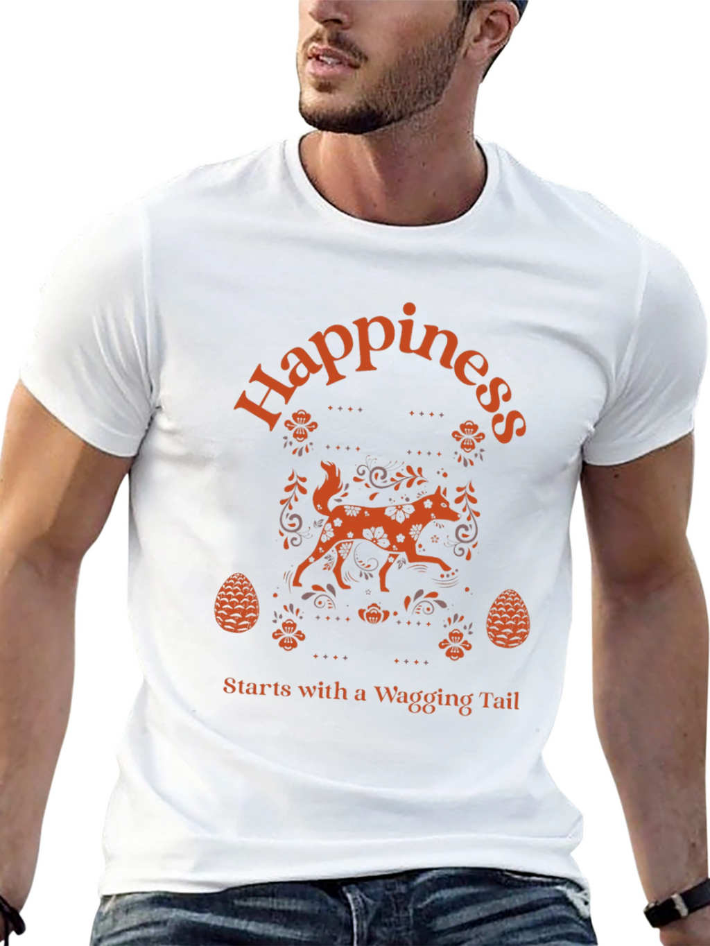 Happiness Wagging Tail Black T-Shirt