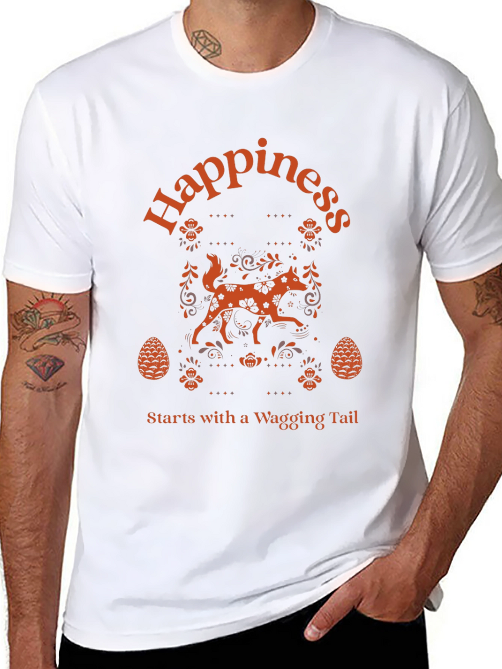 Happiness Wagging Tail Black T-Shirt