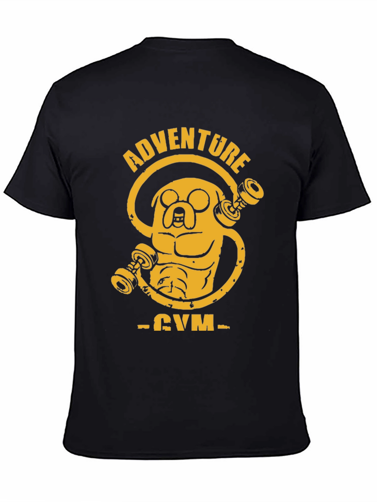 Adventure Time Gym Black T-Shirt - Jake Lifting Weights