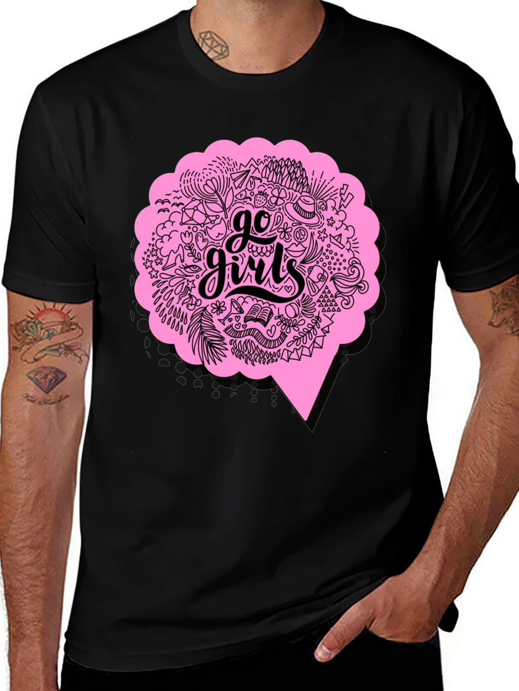Go Girls Graphic Tee - Black Cotton T-Shirt
