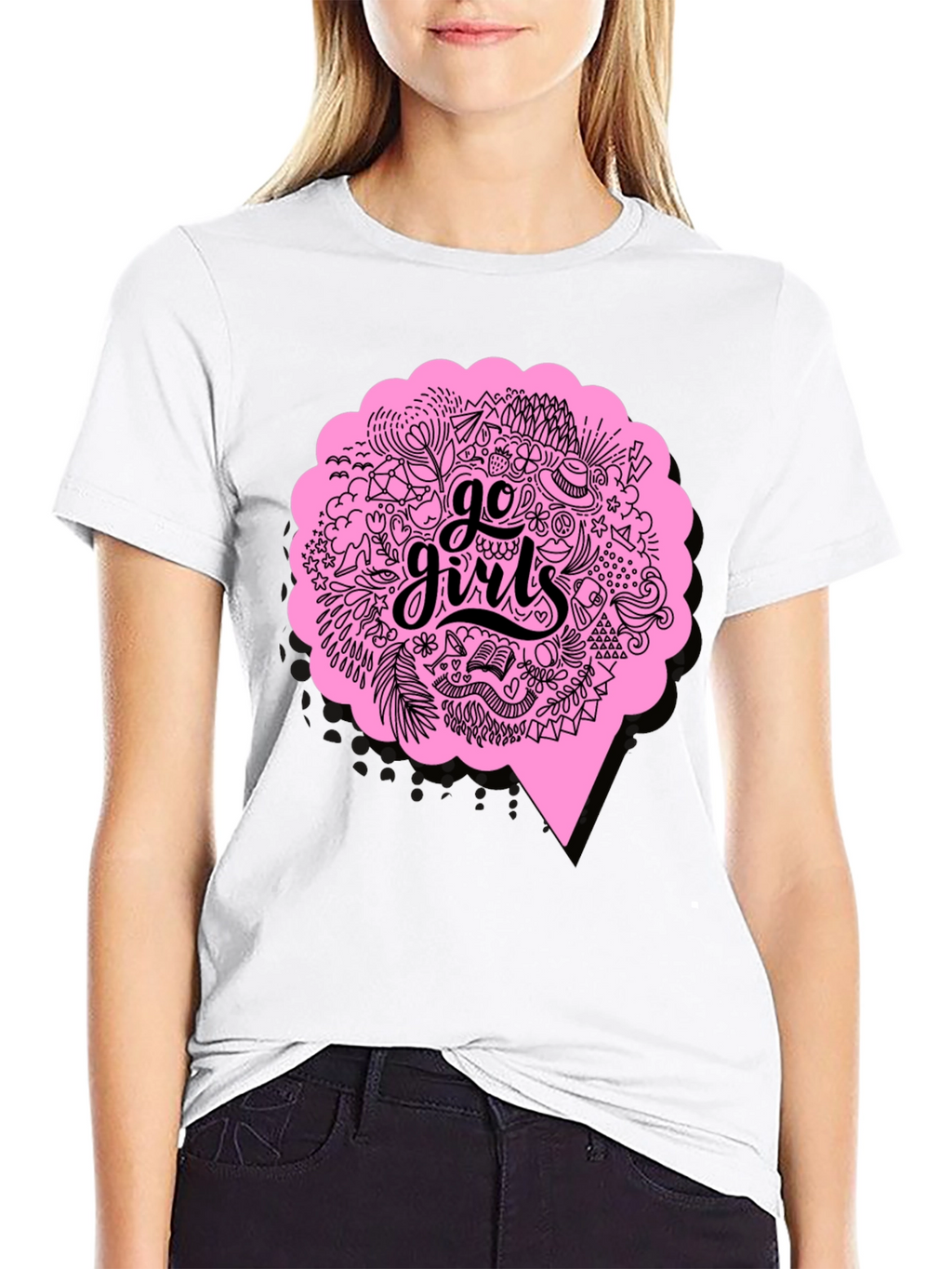 Go Girls Graphic Tee - Black Cotton T-Shirt
