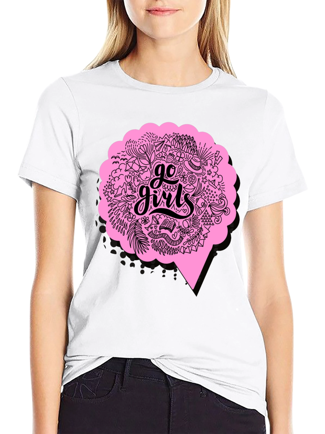 Go Girls Graphic Tee - Black Cotton T-Shirt