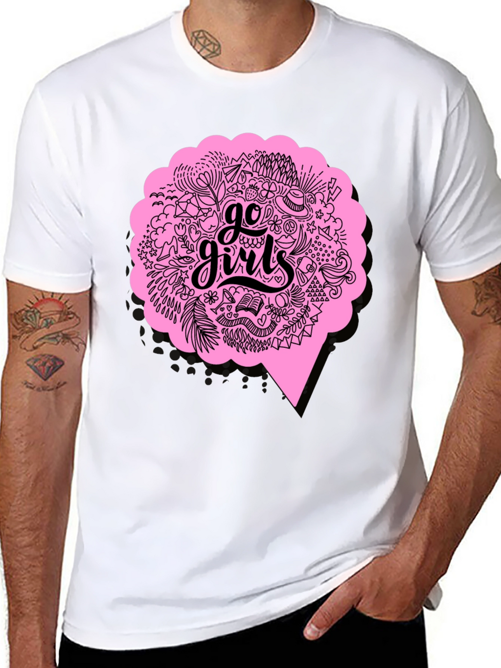 Go Girls Graphic Tee - Black Cotton T-Shirt